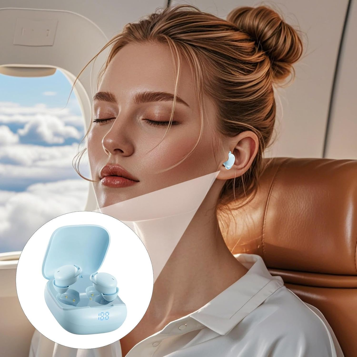 Noise Cancelling Earbuds | Mini Stereo Sound Noise Cancelling Earphones - Hearing Aids Earbuds for Sleeping | for Travel Sports Running Office Home Bed Indoor Climbing Camping - Orange image number 5