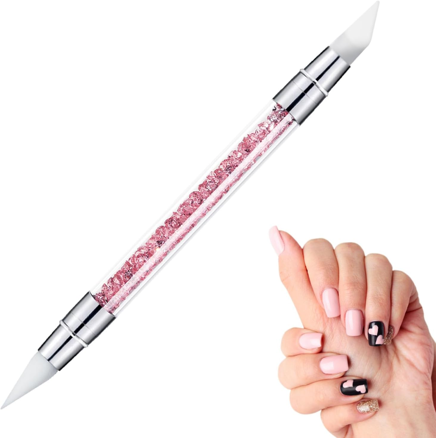 5 Pieces Silicone Brush, Soft Tipped Sculpture Pen, Creative Rhinestone Fingernails Polish Carving Pen, Silicone Manicure Dotting Salon Tool Set for Women - 3 image number 3