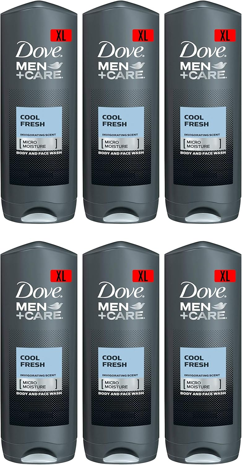 Dove Men Care Body & Face Wash, Cool Fresh - 13.5 Fl Oz / 400 Ml X 6 Pack Case, Made in Germany