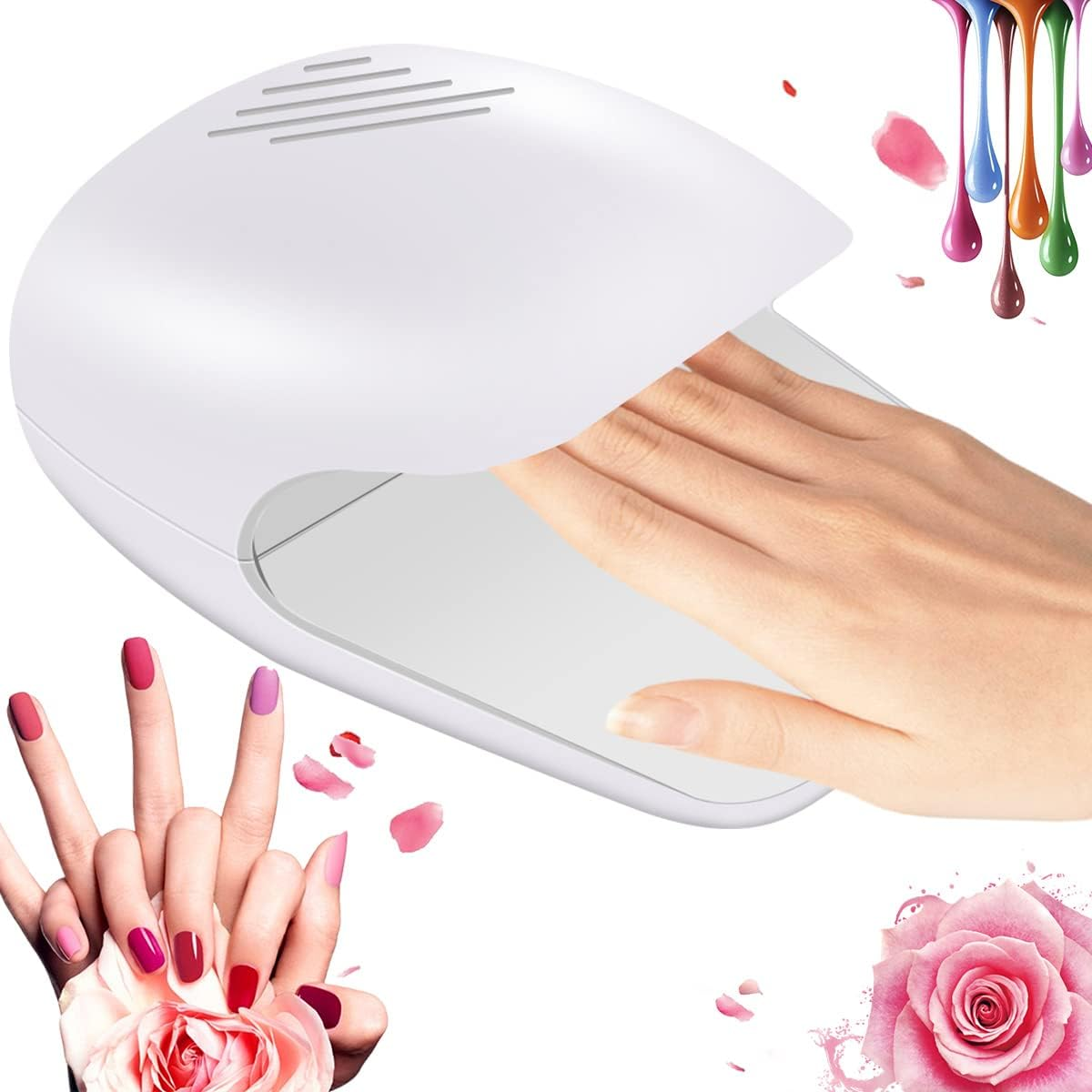 Mini Nail Dryer Portable Nail Lamp for Regular Nail Polish Nail Fan Dryer Battery Operated Nail Art Polish Machine Quick-Drying Nail Art Safe Tools for Women Kids image number 4