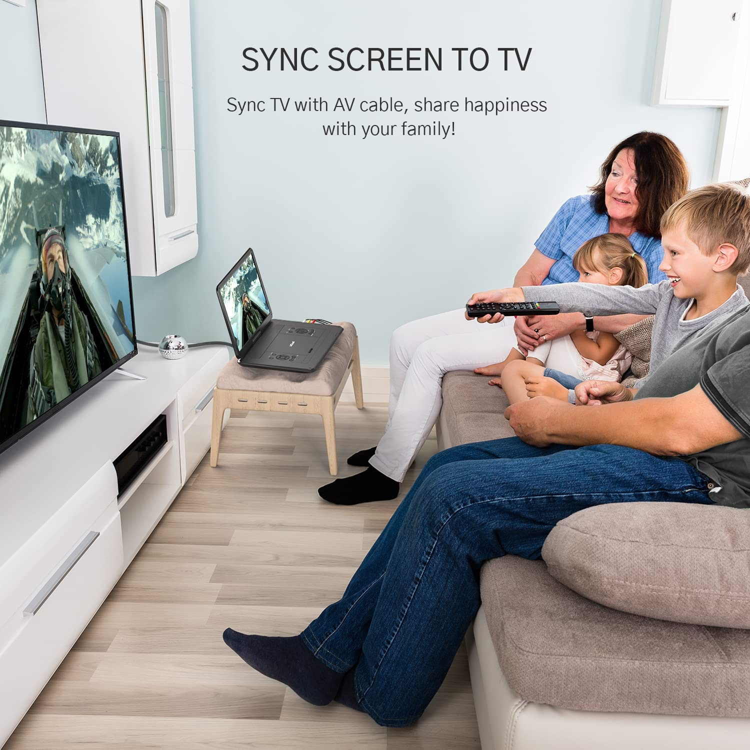 Iegeek 17.5" Portable DVD Player with 15.6" Swivel HD Large Screen, 6 Hrs 5000Mah Rechargeable Battery, High Volume Speaker, Support USB/SD Card/Sync TV, Car Charger, Remote Control,No Region Restrict image number 6