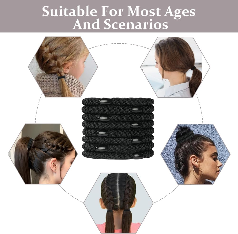 ACWOO Hair Bands, Hair Bobbles for Women and Girls, Elastic Braid Elastic, Cotton Bands for Thick Hair, Curly Hair, Long Hair, Short Hair and Wavy Hair, Pack of 8 image number 3