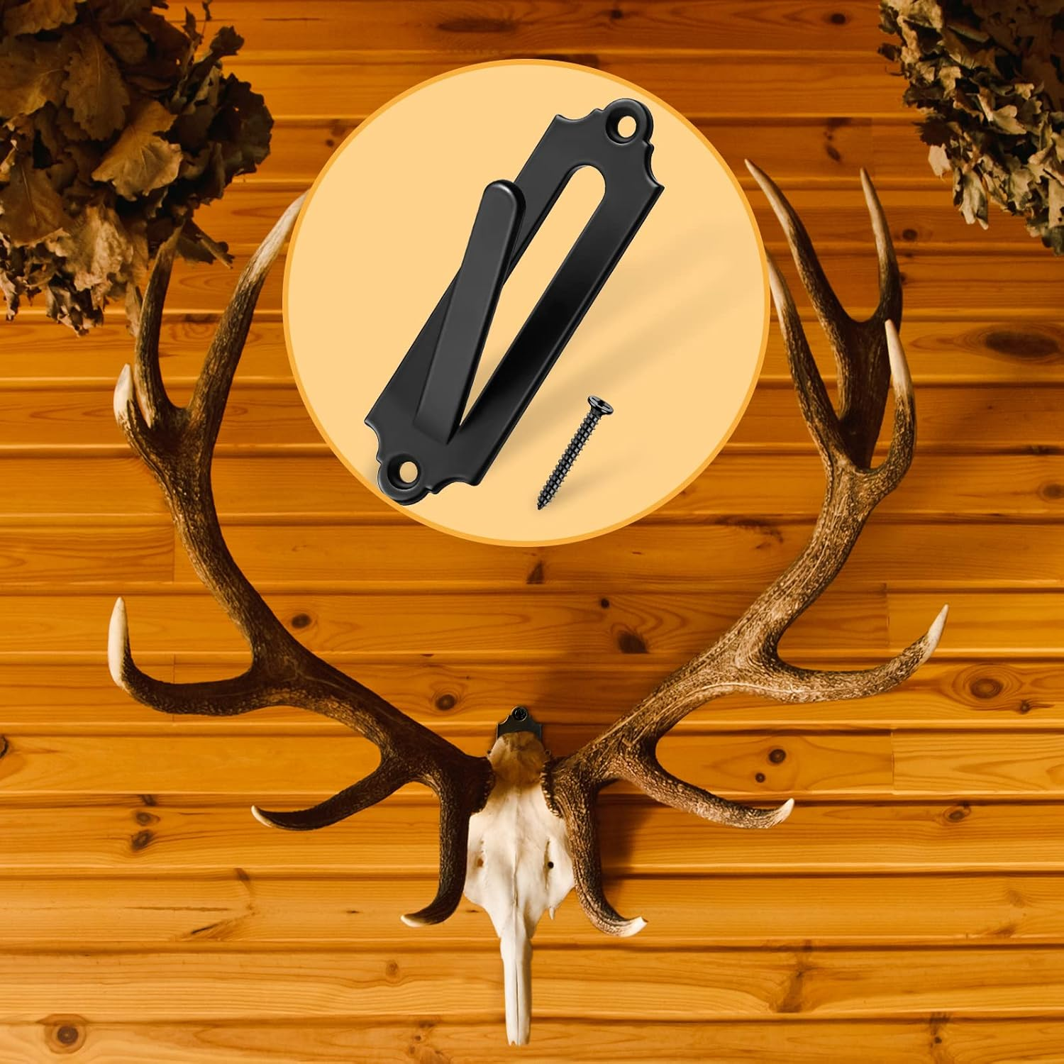 Dunzy 12 Pack European Style Mount Skull Hanger Deer Skull Hangers Euro Wall Mount Bracket Hook Complete with Simple Easy Installation Kits for Indoor Outdoor Small Game Animals Mule(Black) image number 4