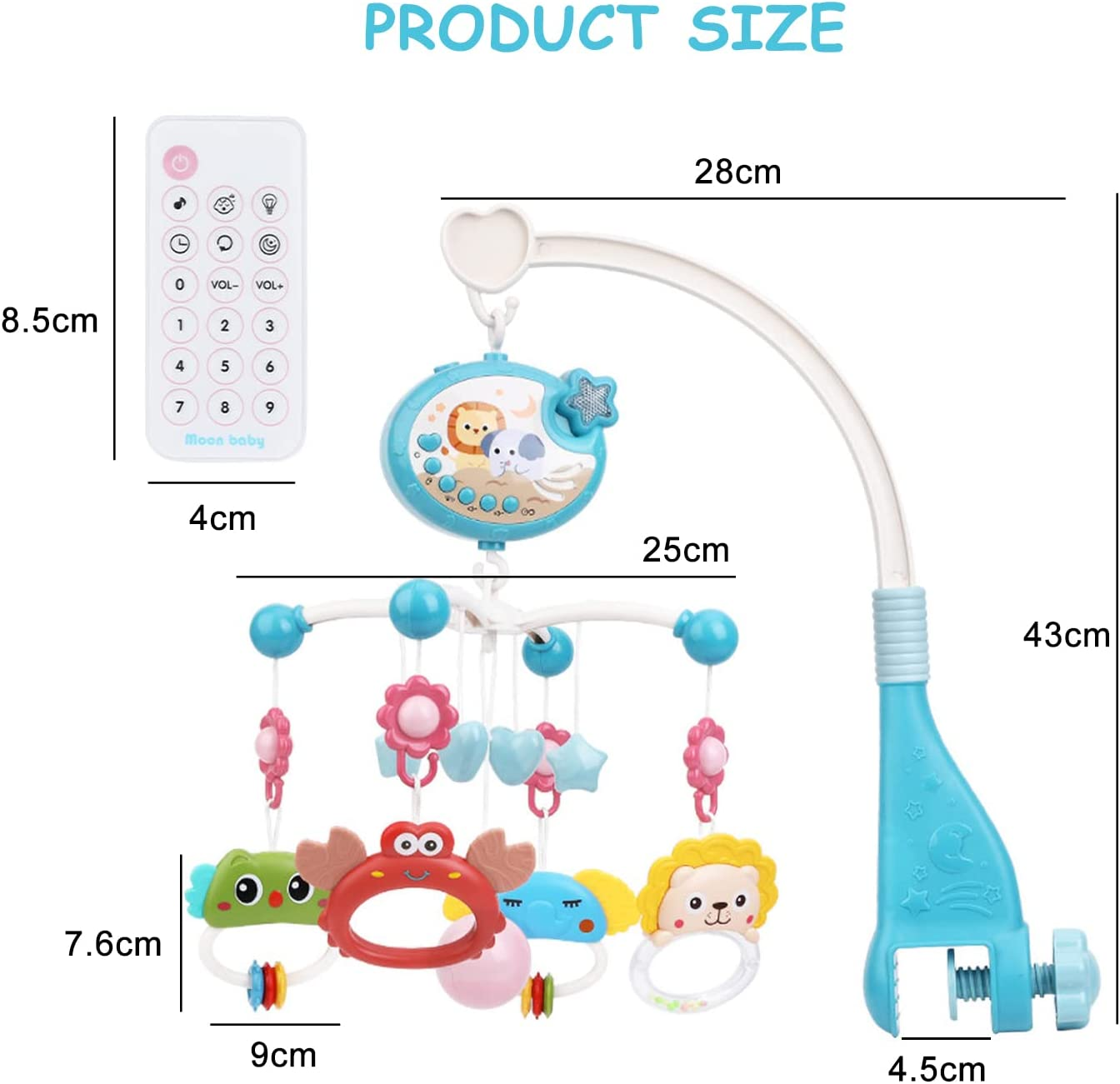 MECOS Crib Mobile for Baby with Projector and Lights Baby Musical Crib Mobile, Remote Control Baby Crib Toys for Boys Girls image number 3