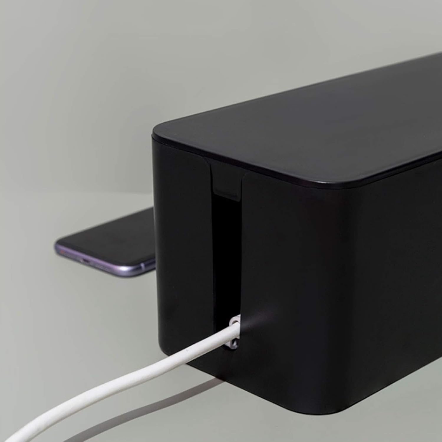 RESFNSE Cable Management Box Cord Organizer Power Strip Surge Protector Cover TV Cord Box for Home Office - Black - 23.5X12X11.5Cm image number 4