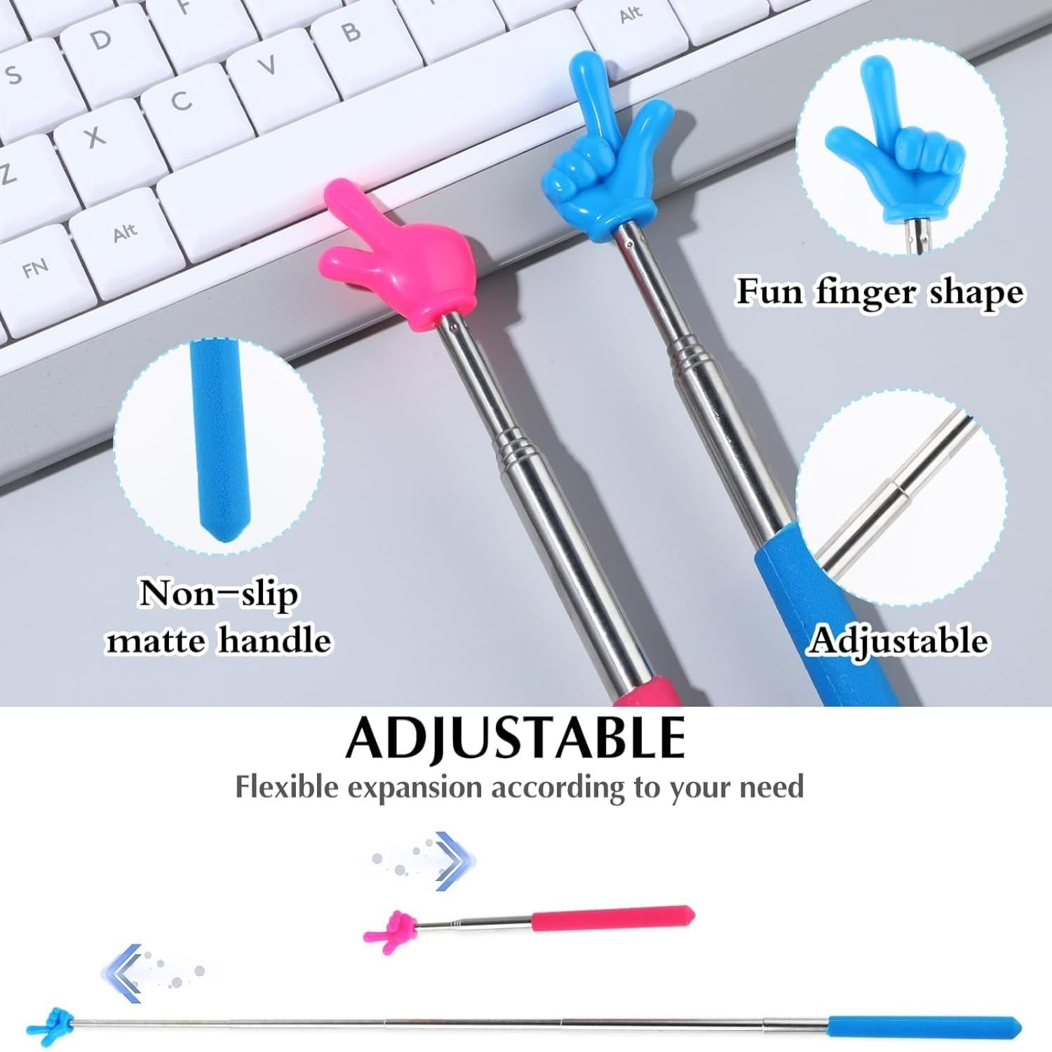 8Pcs Telescopic Teachers Pointer Sticks Mini Retractable School Supplies for Elementary School Kindergarten Teacher, Classroom Pointer Tool (Multicolour) (8) image number 4