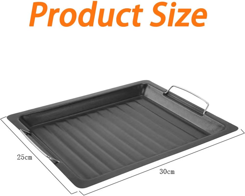 Nonstick Square Grill Pan, Stainless Steel Barbecue Pan, Grilling Frying Plate Formeats Steak Fish and Vegetables image number 2