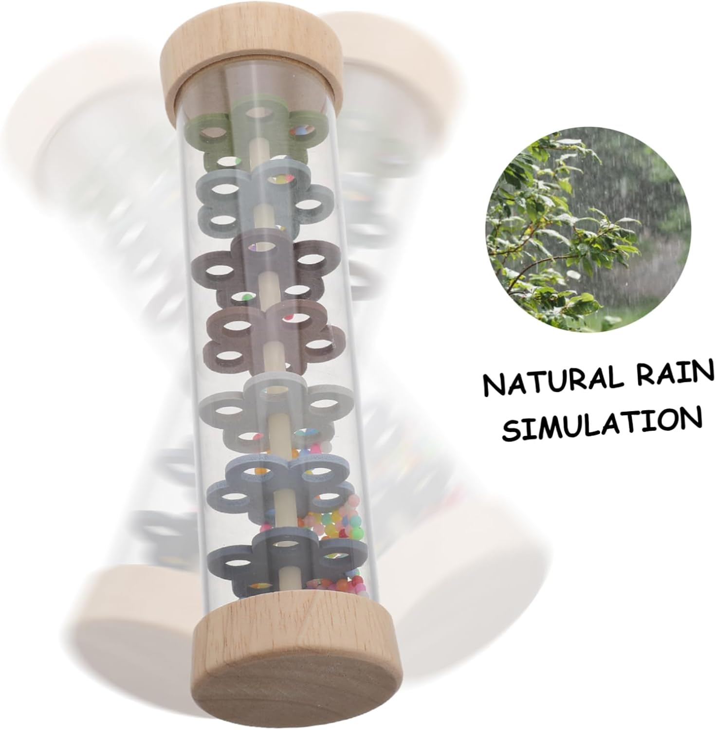 FUTUREORYY Rainstick Rainmaker Wooden Montessori Musical Sensory Toy for Infants Toddlers Newborns image number 4