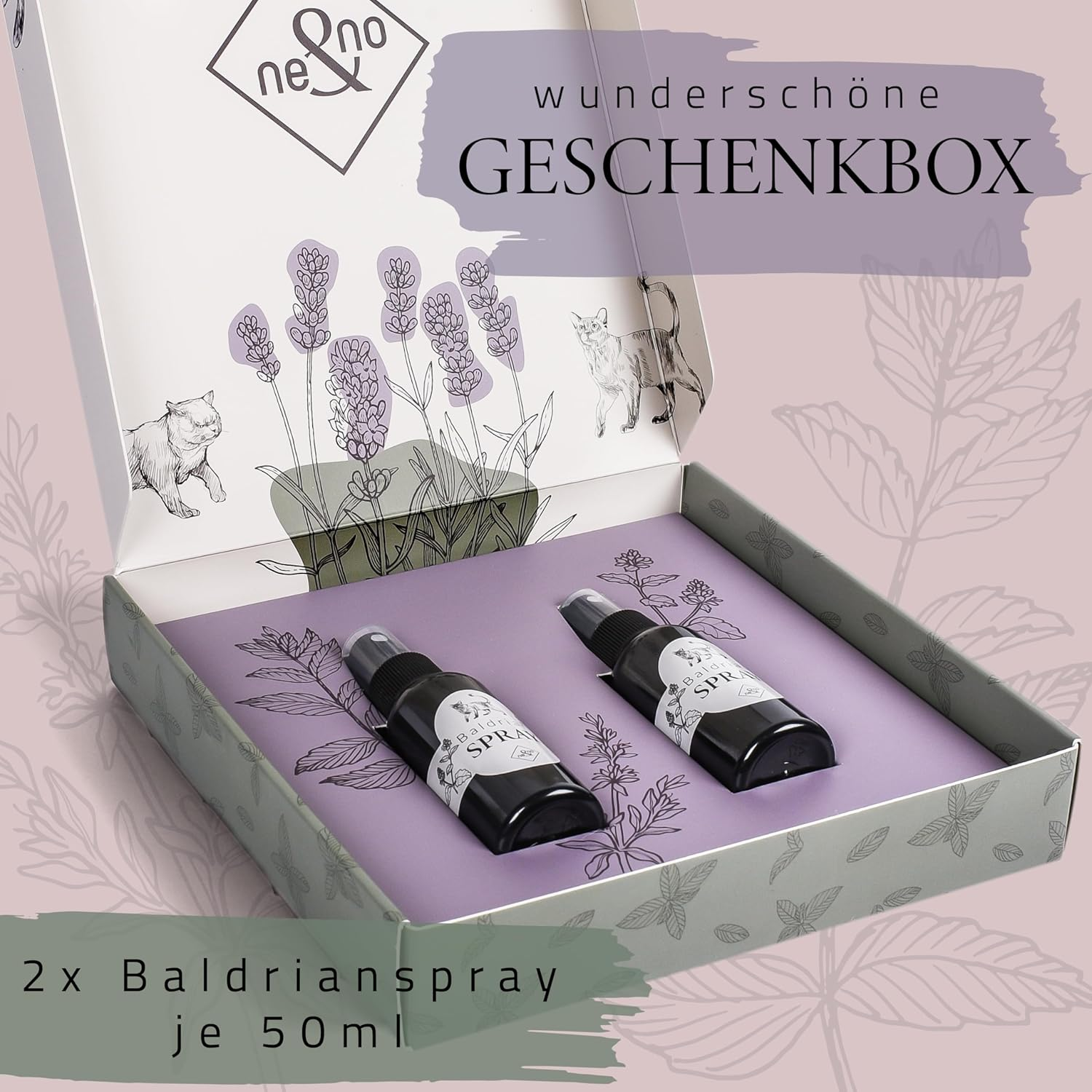 Ne&No&reg; Valerian Spray Gift Set of 2 for Spraying Toys, Scratching Posts, Cat Litter Tray, 50 Ml Contents per Bottle, Catnip Spray, Valerian Spray for Cats (BALDRIAN Spray) image number 3