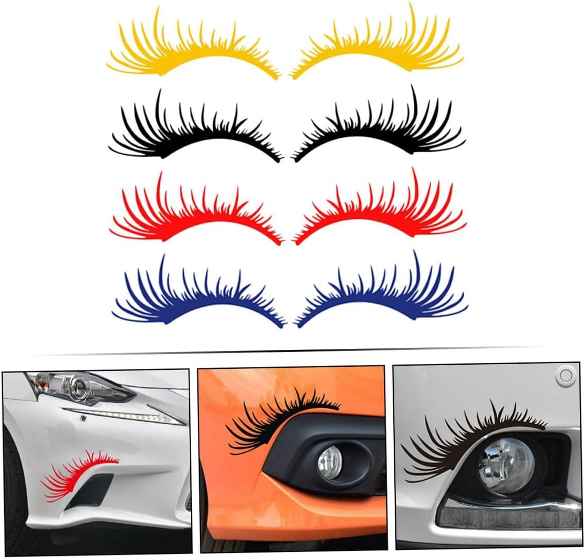 MAGICLULU 4 Pairs Car Eyelash Headlight Decals Auto Exterior Decor Multi-Color Pet Stickers Vehicle Styling for Cars Trucks Bikes image number 4