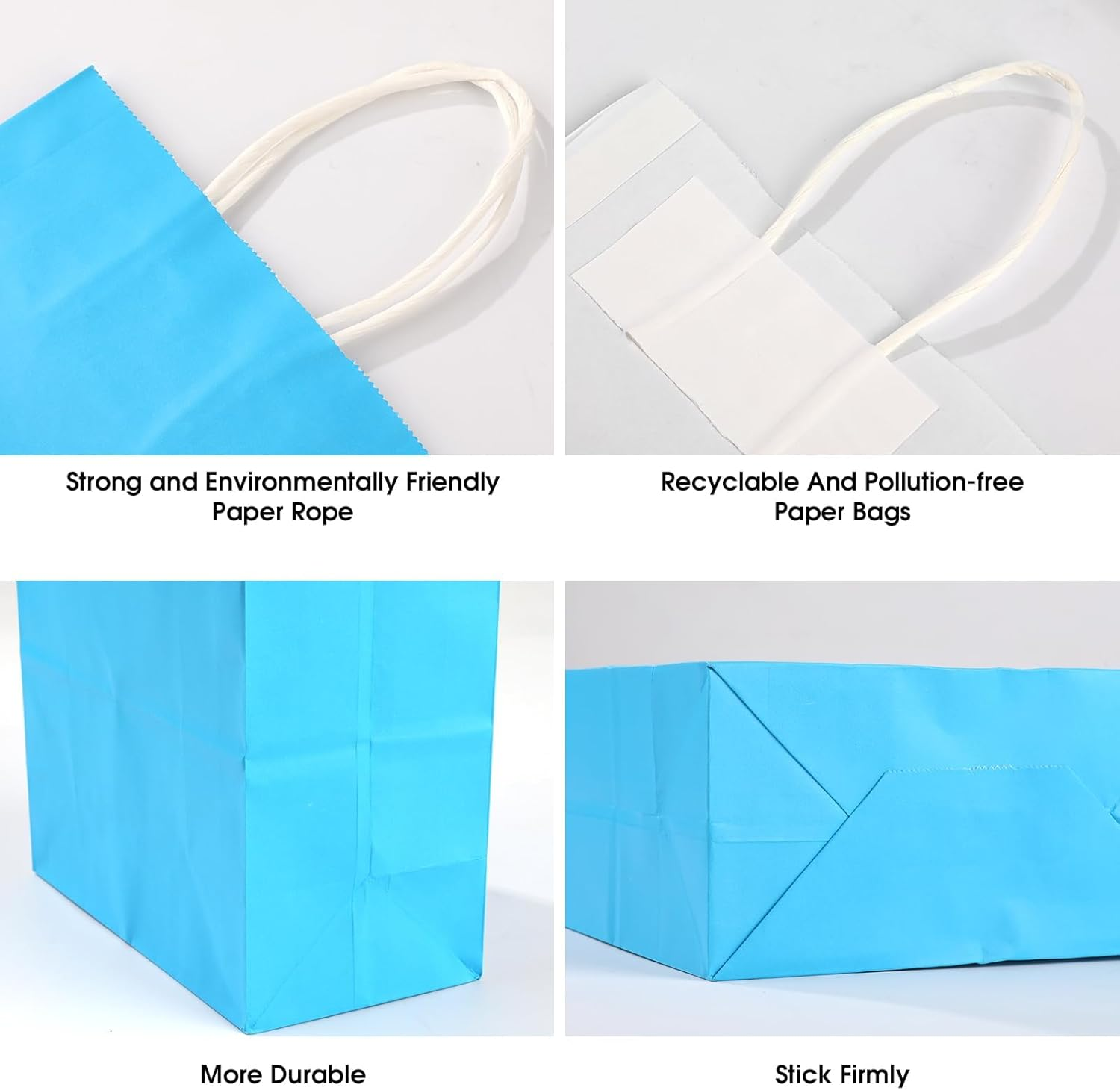 Neulsun 60Pcs Paper Gift Bags, 15 X 8 X 21Cm Kraft Paper Party Favor Bags Bulk Rainbow Goodie Bags Small Gift Bags with Handles for Kids Birthday Baby Shower Crafts Wedding Party Supplies (6 Colors) image number 2