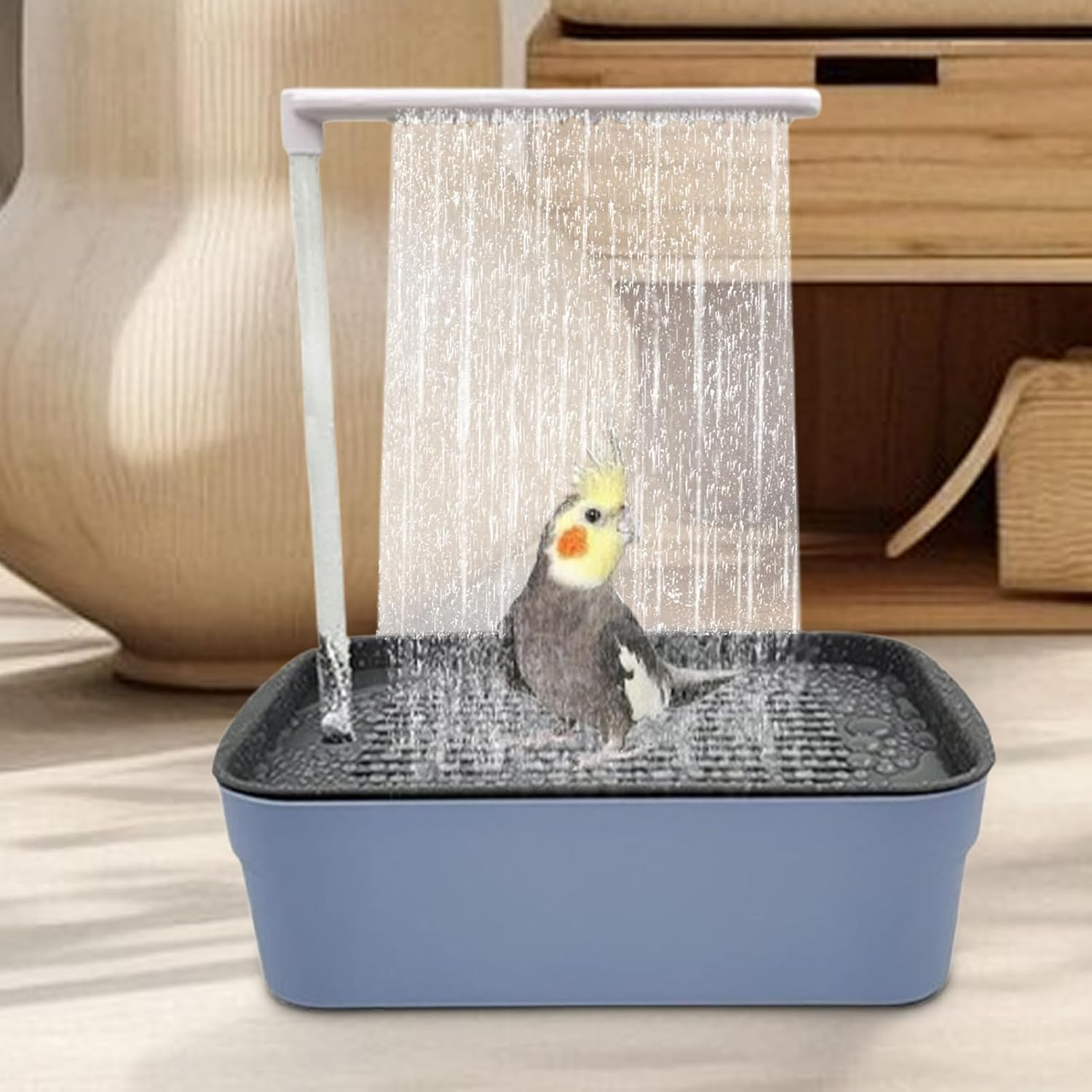 Bird Bath Fountain &ndash; Pet Splash Toy, Auto Water Pool | Quiet Indoor Fountain Pets Basin, Removable Dish Parrots Accessory for Birds Small Pets Animals Families Lovers Parrots Finches Canaries