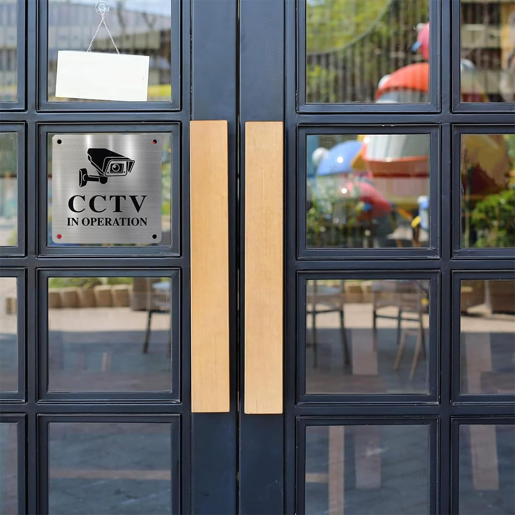 2 Pack 24 Hour Video Surveillance Sign Aluminum, Waterproof Metal Door Wall Sign for for Doors, Walls, Windows Indoor Outdoor (2#) image number 3