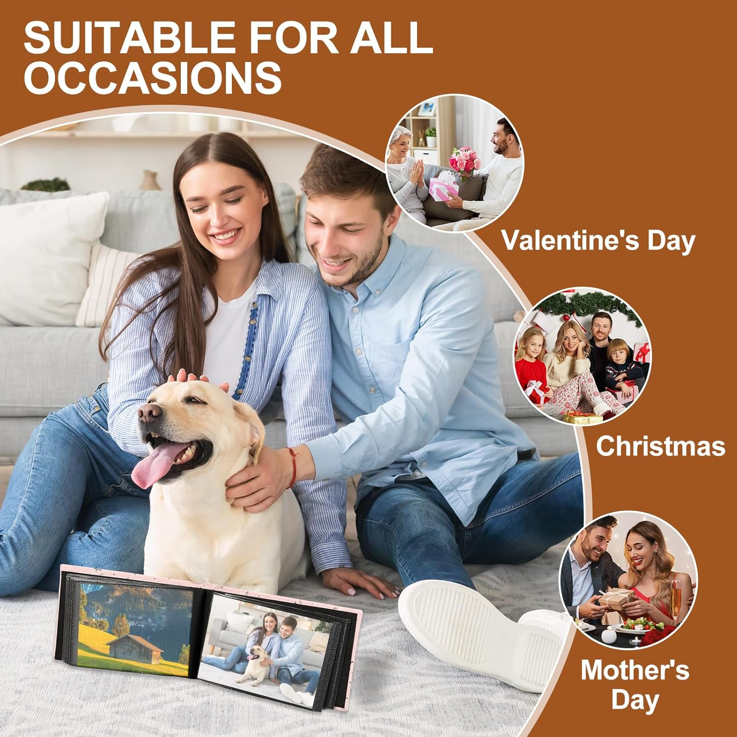 4Pcs Photo Albums,Flip Photo Album,Cloth Covered Portable Memory Book,Light and Portable Photo Album Book,Large Capacity Photo Album Book for Holiday image number 4