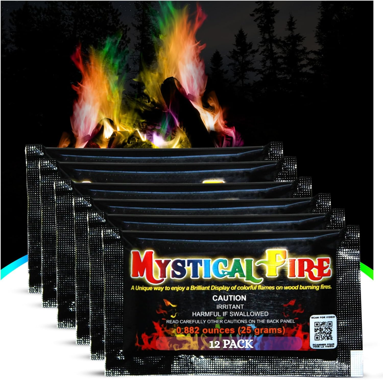 Mystical Fire Color Changing Packets Fire Pits Campfire Enchanted Multi-Color Magical Fun for Indoor Fireplace or Outdoor Use 0.882 Ounces 12 Pack image number 4