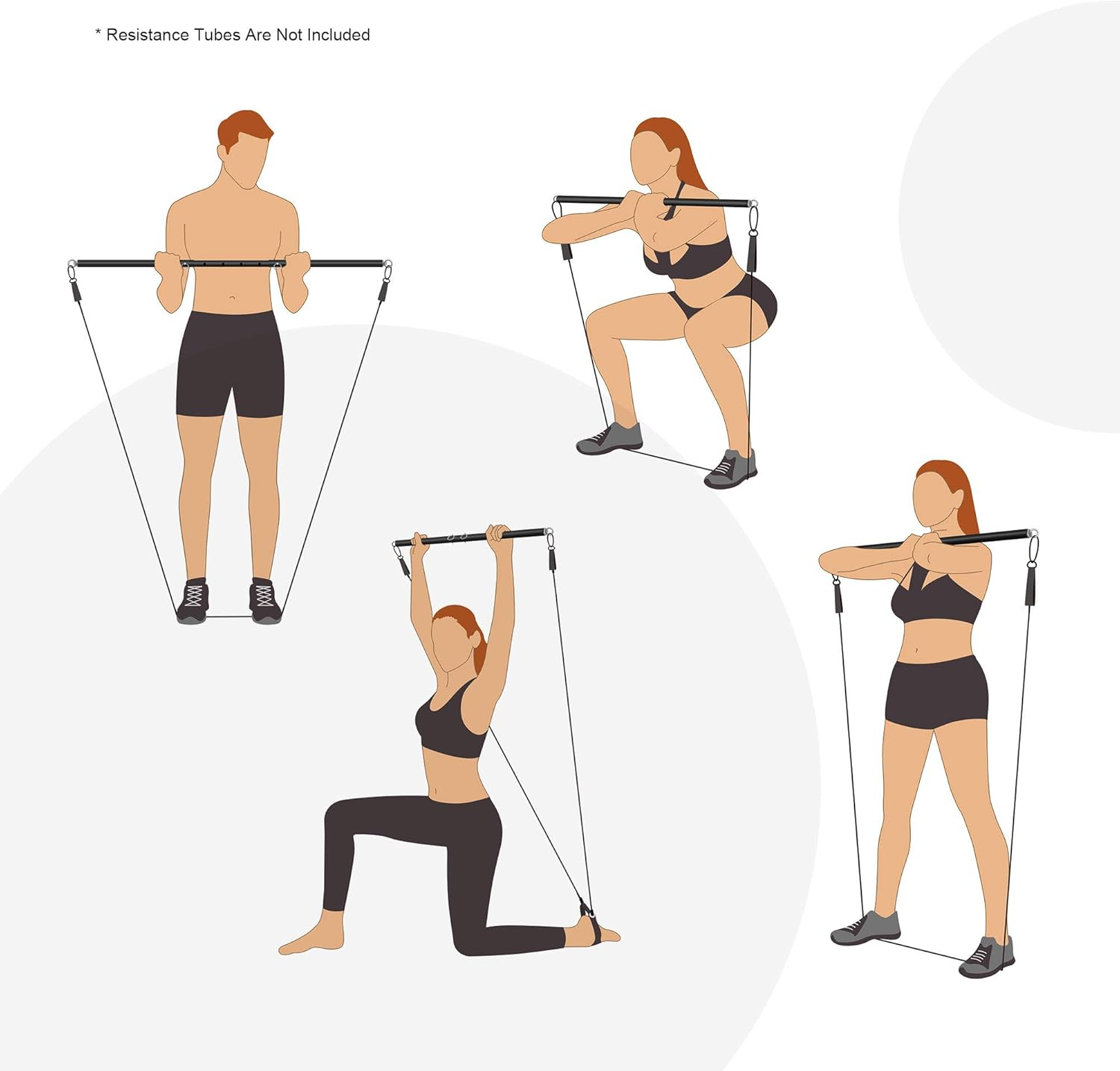 Black 2 Rings Exercise Expandable Workout Spreader Bar Glutes and Leg Fitness Gear, Home Indoor Gyms, Pilates Kit image number 1