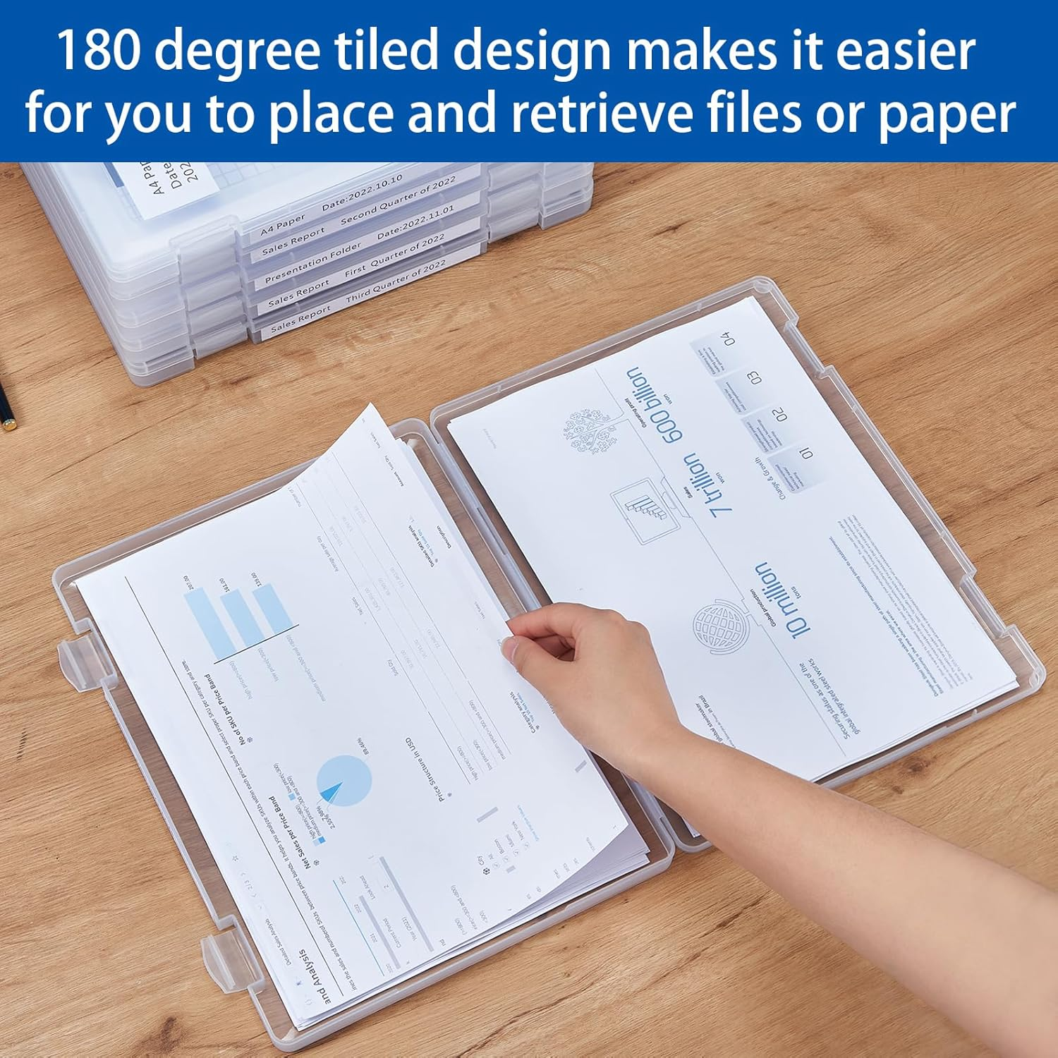 Mickiewicz 4 Pack A4 Paper Storage Box, 8.5 X 11 Project Case for US Letter, Thick Scrapbook Storage Box Craft Storage Box Art Supplies Storage and Organization, Board Game Storage and Organizers image number 6