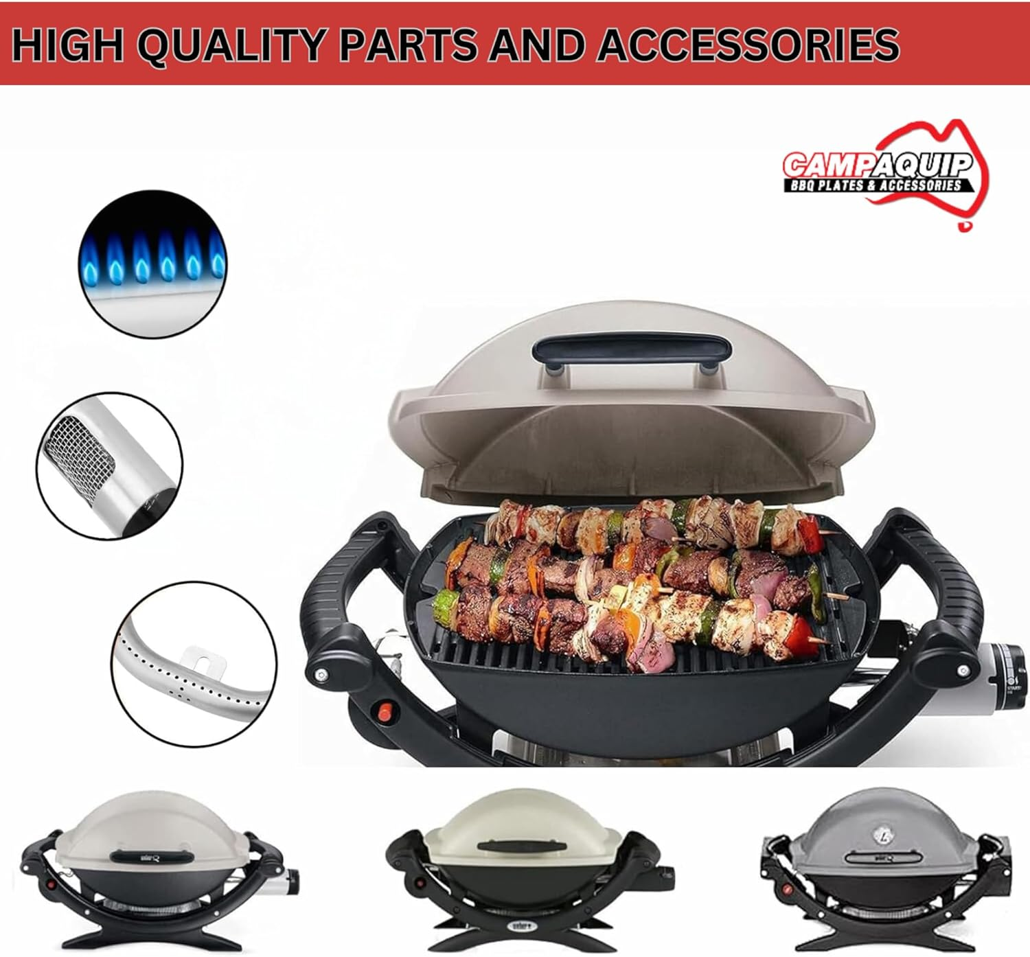 Stainless Steel Grill Burner Replacement for Weber Q Series Q200 Q220 Q2000 Q2200 - Weber Grill Burner BBQ Accesories Tube Pipe - P-Shaped Mega-Flame Burner (NOT for N Series) image number 5