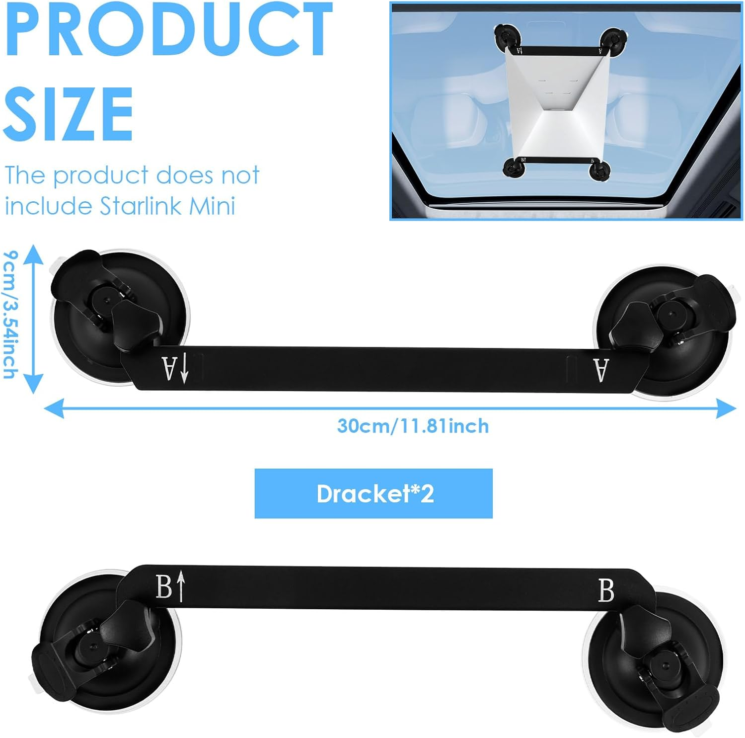 Starlink Mini Sunroof Suction Cup Mount Star Link Secure Mounting Kit for Car Windows and Sunroofs Car Roof Rack Suction Cup Bracket for RV, Boat, Truck (Set of 1) - Set Of 1 image number 2