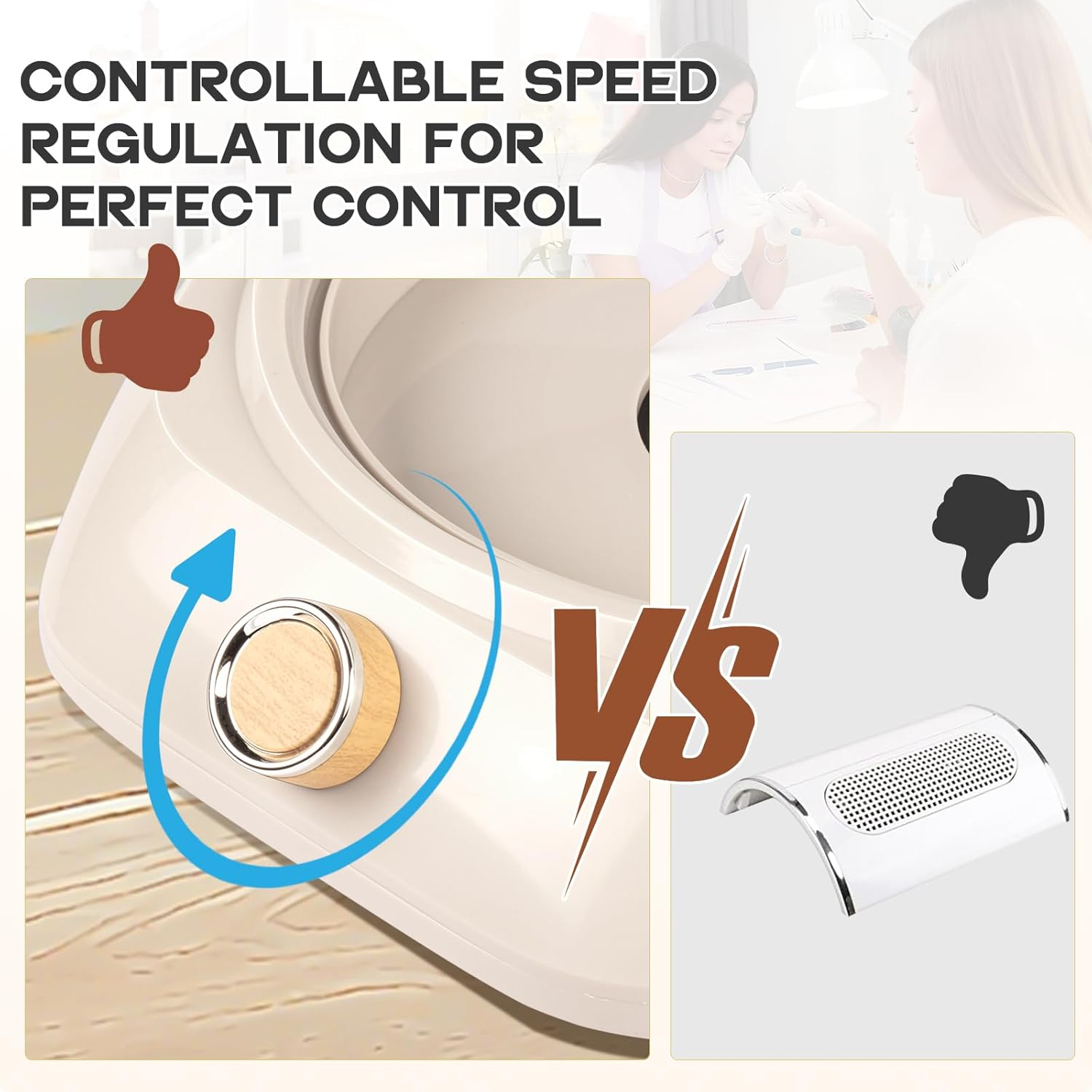 Nail Dust Collector with Reusable Filter, Electric Dust Suction Machine Manicure Pedicure Tool for Acrylic Gel Nail Polishing Nail Salon & Home Use