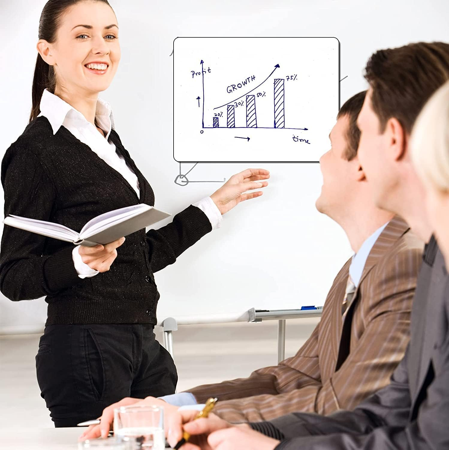 2Pcs Magnetic Dry Erase Whiteboard for Fridge, Magnetic Dry Erase Board Sheet with 4 Dry Erase Markers and 1 Eraser with Magnets, 2 Magnetic Pins, Magnetic Whiteboard for Fridge image number 1