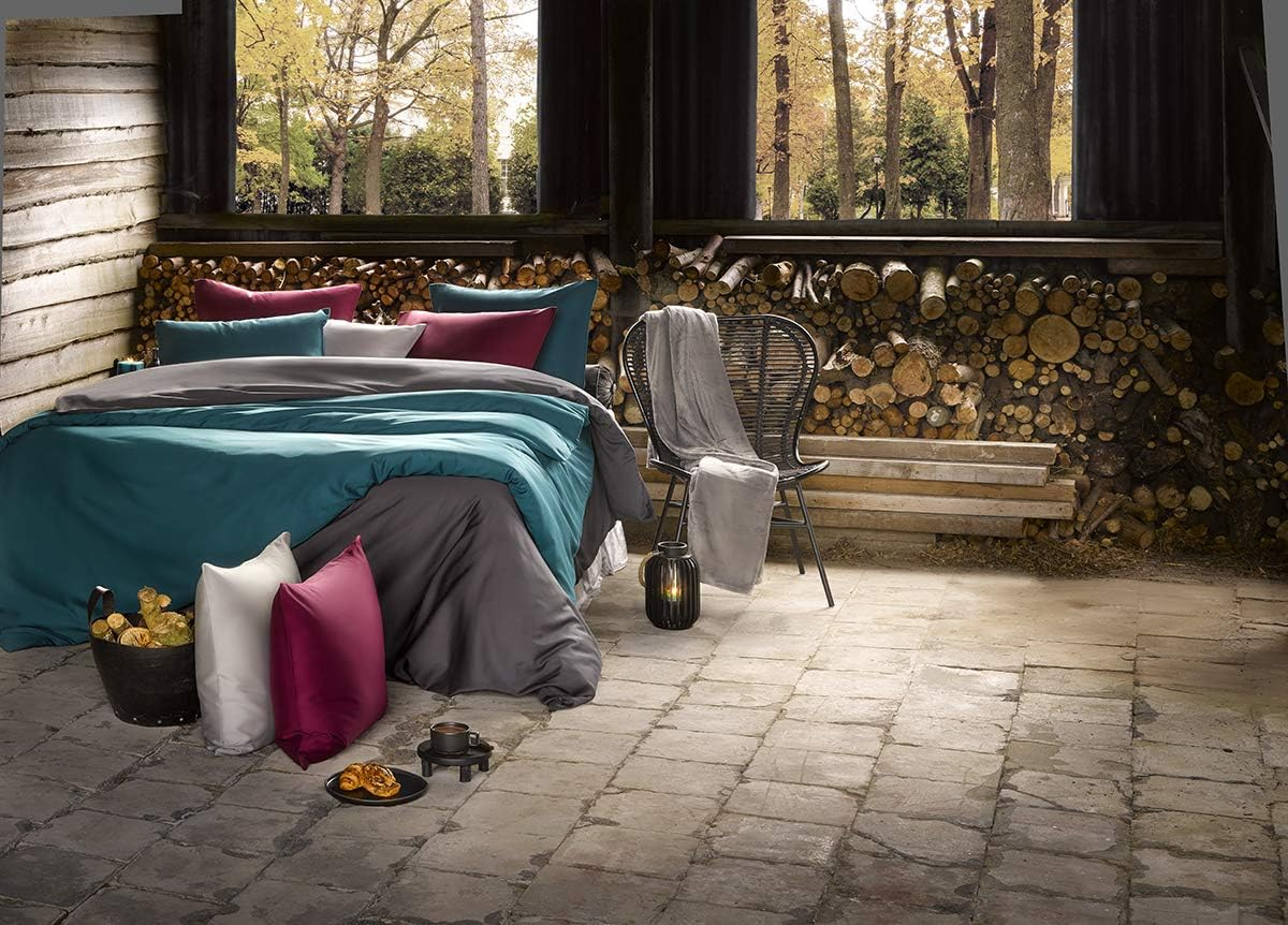 De Witte Lietaer Olivia Quality Satin Combed Cotton Bedding Set, Dark Grey/Ebony, 200 X 200 Cm + 2 Pillowcases image number 1