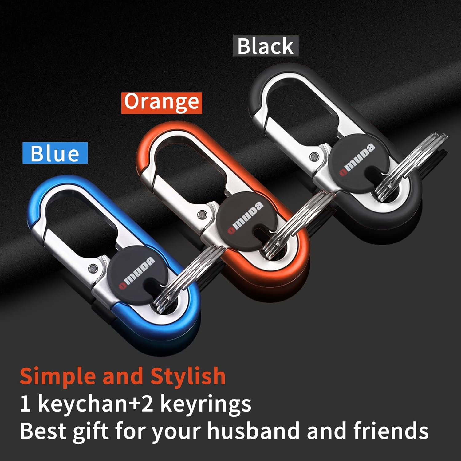 Key Chains Men, 2023 Car Key Chain for Men, Anti-Loss Keychain with Double Keyrings, Quick Release Key Chain - 2Pcs, Black+Blue image number 5