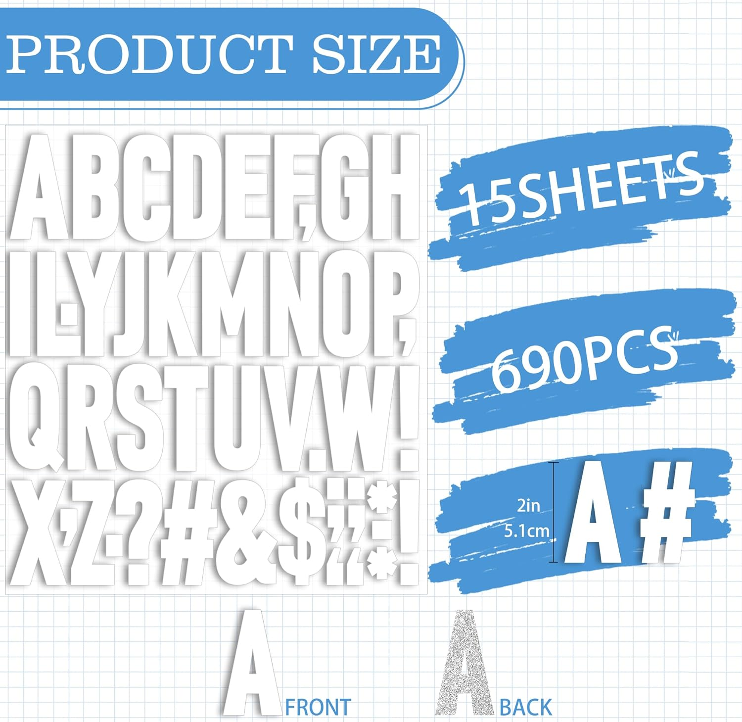 15 Sheets 690Pcs Iron on Letters 2 Inch Vinyl Iron on Letters for Clothing Heat Transfer Letters with A-Z PU Alphabets Stickers Heat Press Letters for T-Shirts Jerseys Hats Printing DIY Crafts (White) - Pink image number 4