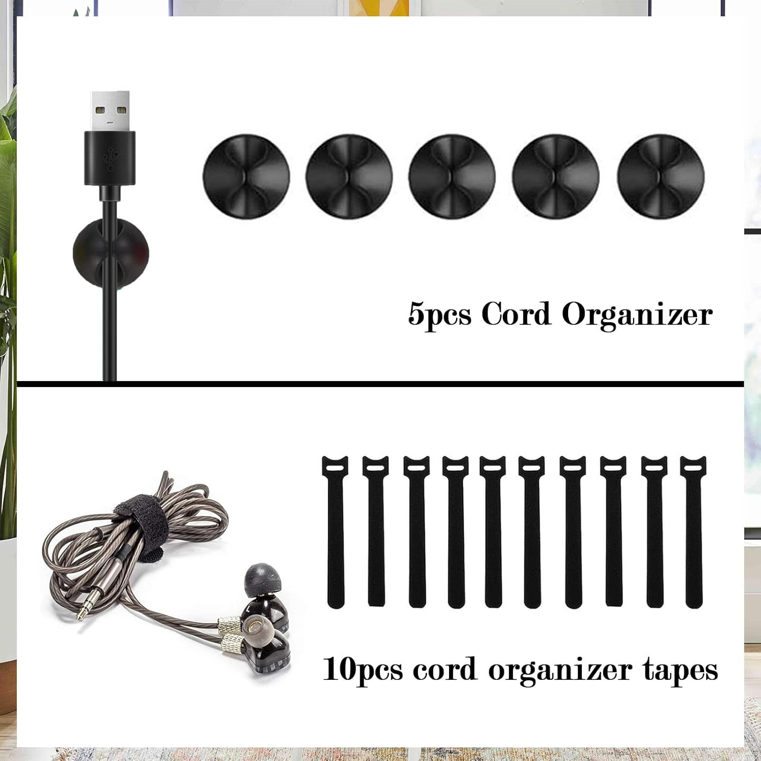 Cable Management,29 Inch under Desk Cable Management for Desk with 15 Cord Organizer,No Drilling Extendable image number 2