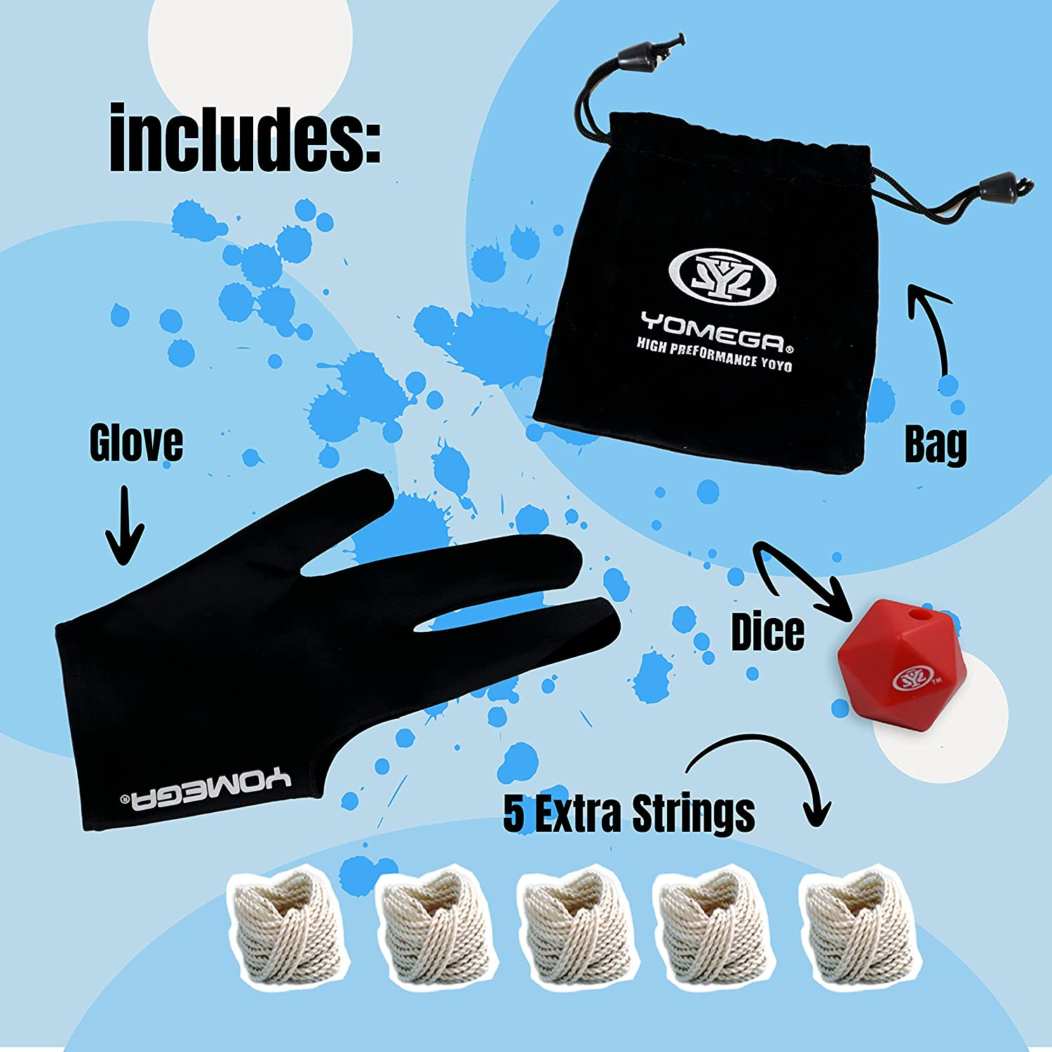 Yomega Dash Yoyo - Pro Aluminum Metal Unresponsive Yoyo with C Size Ball Bearing for Advanced Yo Yo Tricks + Extra 5 Strings + Glove + Bag + Die & 3 Month Warranty (Black Silver) image number 3