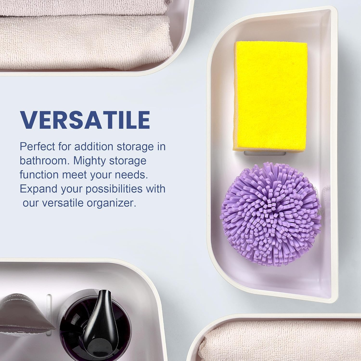 JOMOLA Shower Caddy Shelf Organizer Rack Self Adhesive Bathroom Shelves Basket Home Farmhouse Wall inside Organization and Storage Decor Rv Accessories White