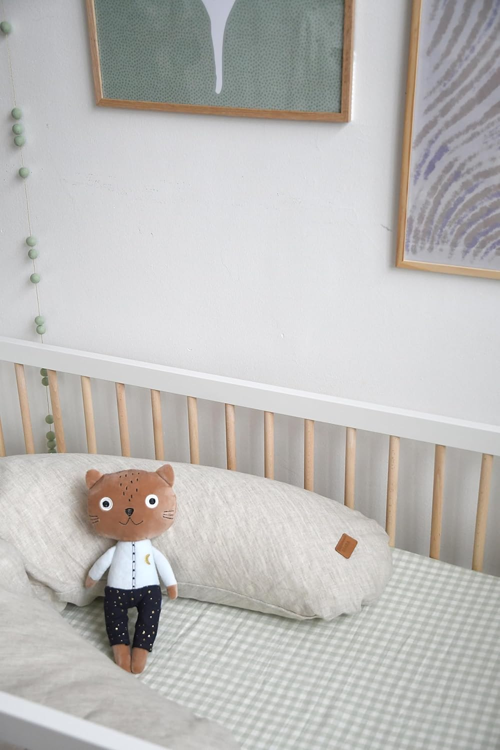 Beaba Big Flopsy Maternity and Nursing Pillow, Print Linen Natural