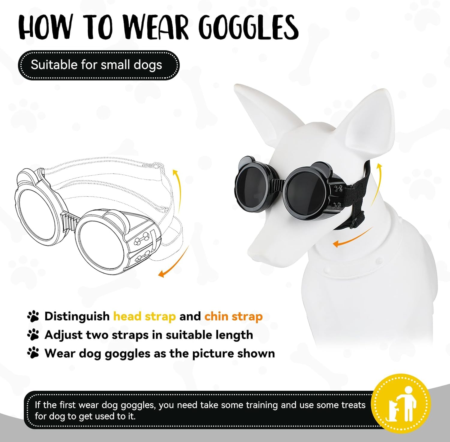 Enjoying Dog Sunglasses Small Breed, UV Protection Goggles for Dogs Small Breed, Outdoor Doggy Goggles, Anti-Fog/Wind/Dustproof Dog Glasses for Small Dogs Eye Protective, Panda Black