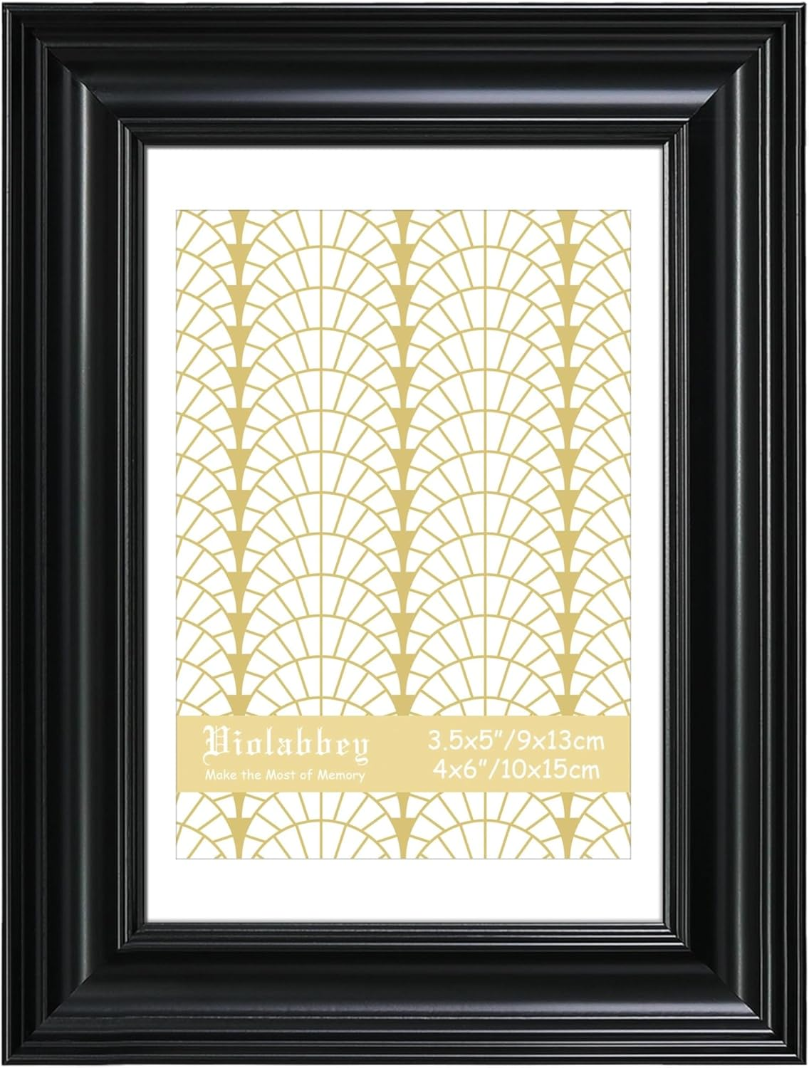 VIOLABBEY 20 X 25 Cm Black Picture Frame - Vintage Photo Frame, Fits 13 X 18 Cm with Mount or 20 X 25 Cm without Mat, for Wall Mounting or Table Decoration