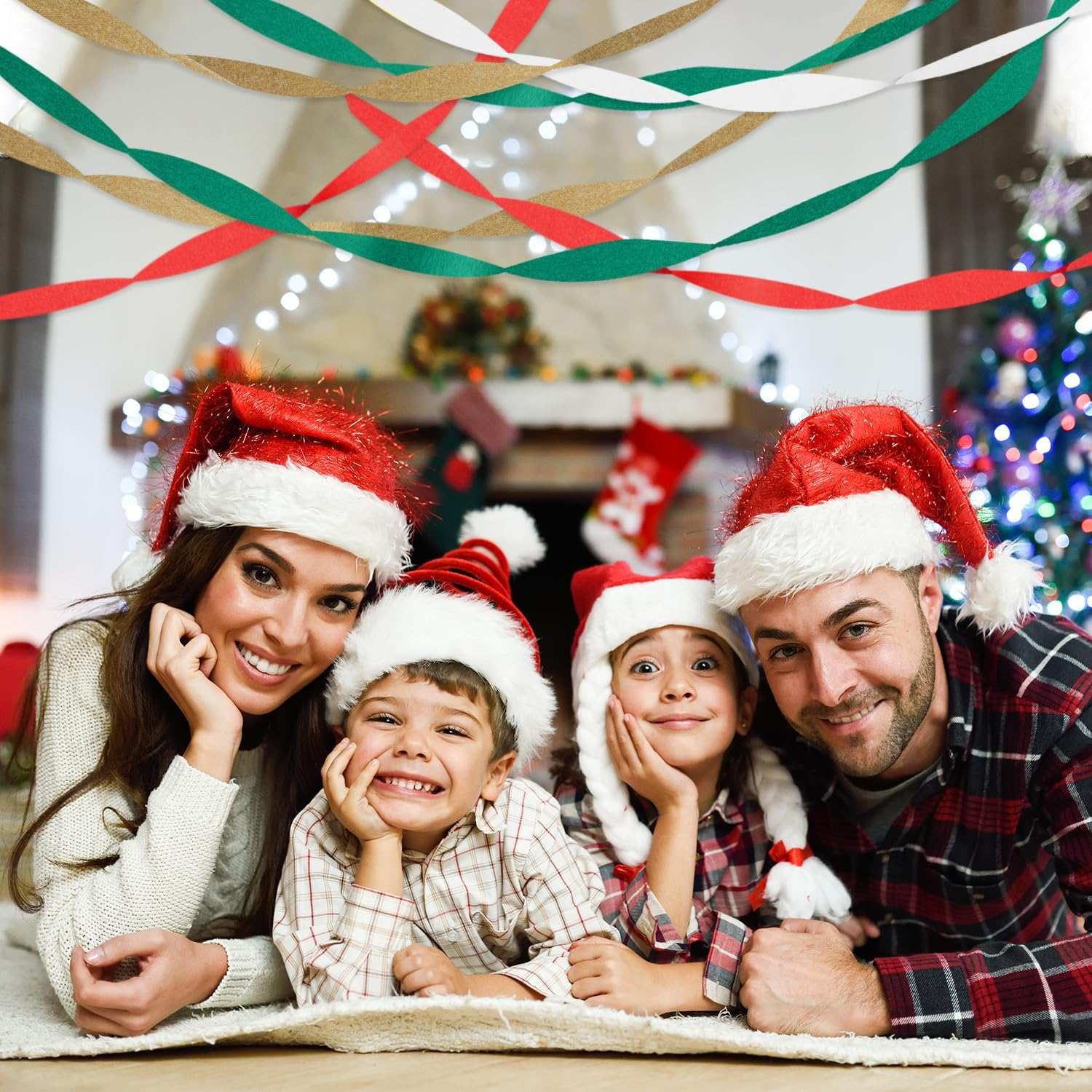 Crepe Paper Streamers 8 Rolls 656Ft, Pack of Green, Red, Gold, White Party Streamers for Christmas Decorations, Streamers Party Decorations, Holiday Decorations Indoor (1.8 Inch X 82 Ft/Roll) - Christmas image number 2