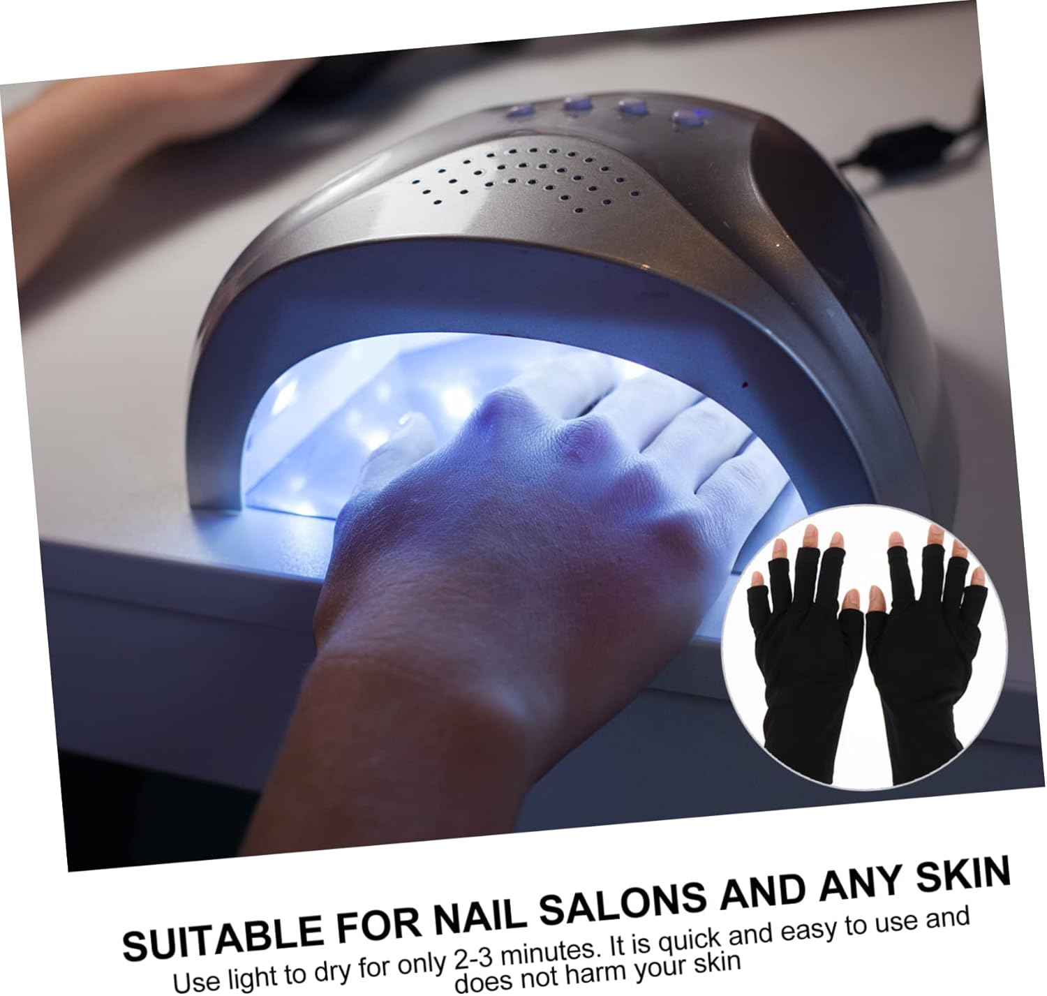 HONITANO 2Pcs Fingerless UV Protection Gloves for Manicure Lightweight Nail Sun Shield Comfortable Elastic Design for Gel Nail Treatments image number 1