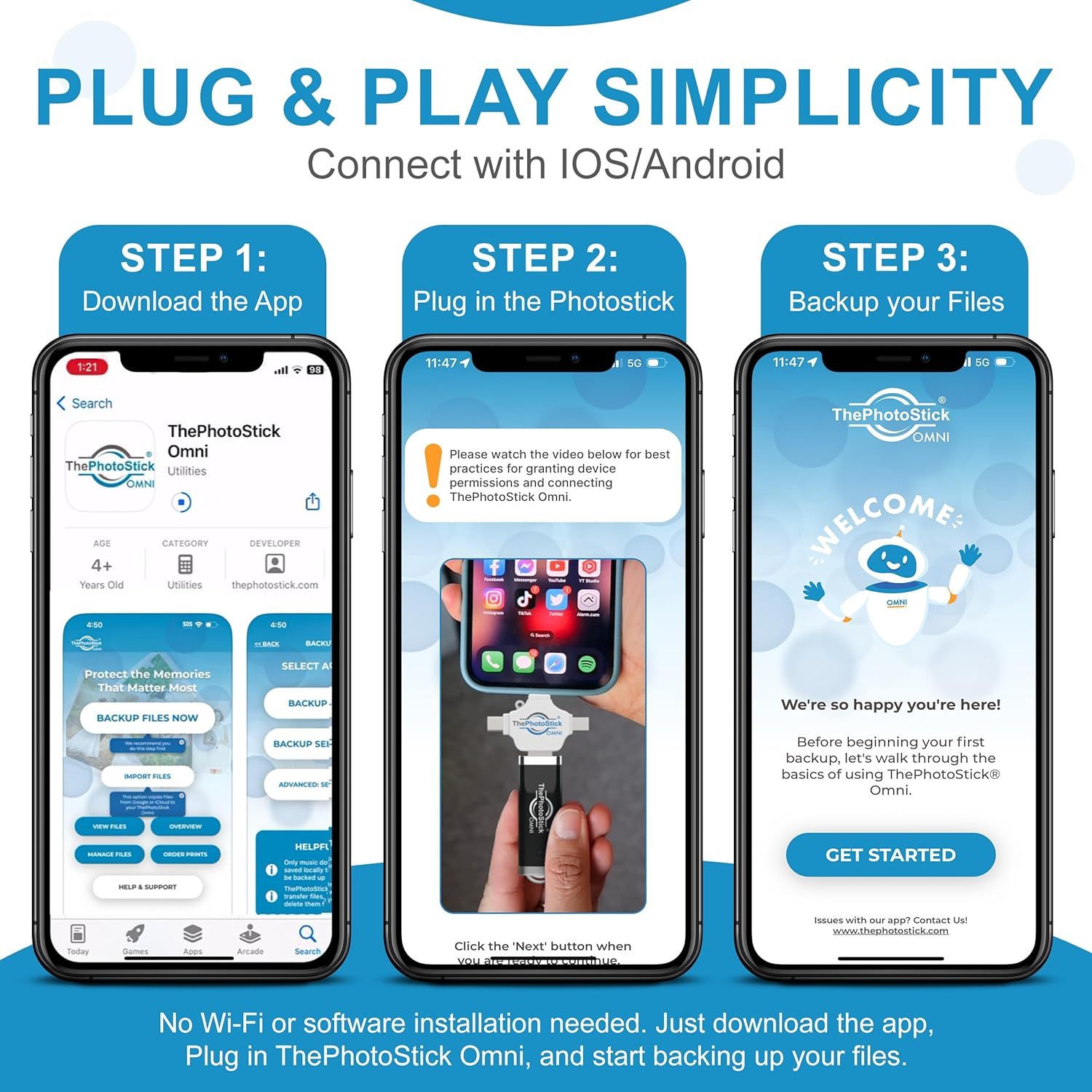 Thephotostick&reg; Omni 128GB - Secure Photo & Video Backup and Transfer | Digital File Organization | USB & Multiport Connection for Phones, Tablets and Computers | Portable Memory | External Storage image number 2