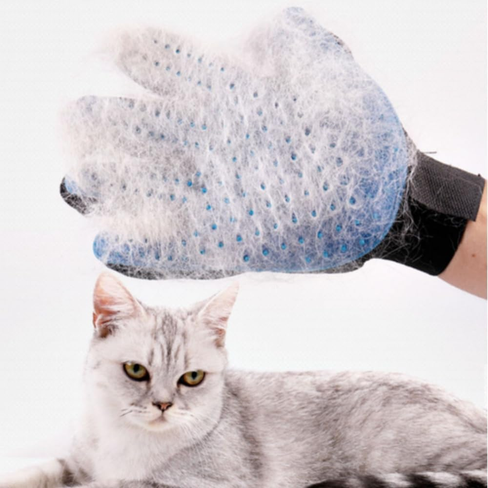 DACUAN Pet Grooming Glove, 1 Pair Gentle Deshedding Brush Glove, Efficient Pet Hair Remover Mitt, Dog Cat Hair Glove Perfect for Dog & Cat with Long & Short Fur (Blue) image number 5