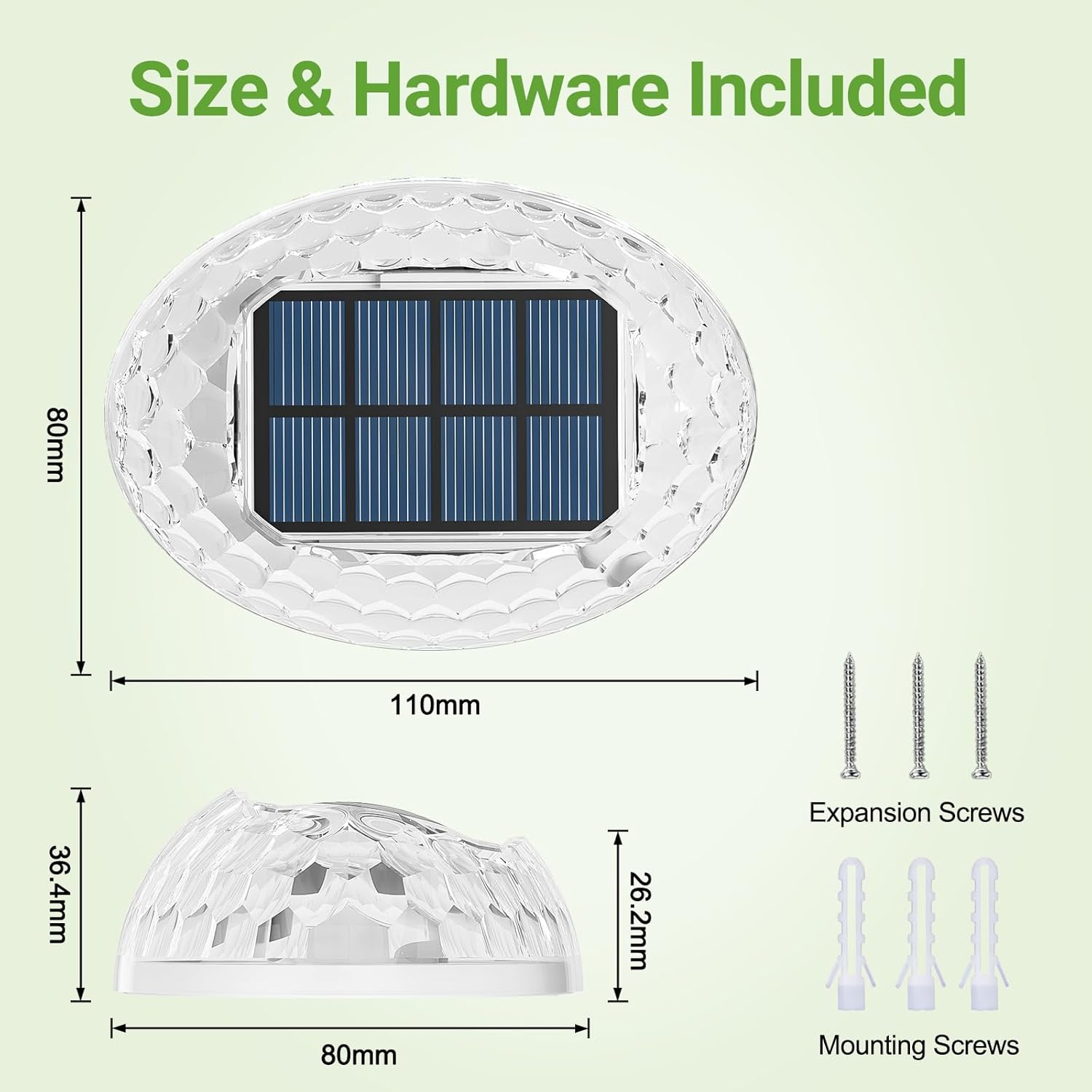 Quntis Warm White Solar Fence Lights 4Pack, 360&deg;Lighting Effect Outdoor Wall Lights, Auto On/Off IP44 Waterproof Garden Security Light for Balcony Stair Garage Road Shed Patio Yard Porch Front Door image number 6