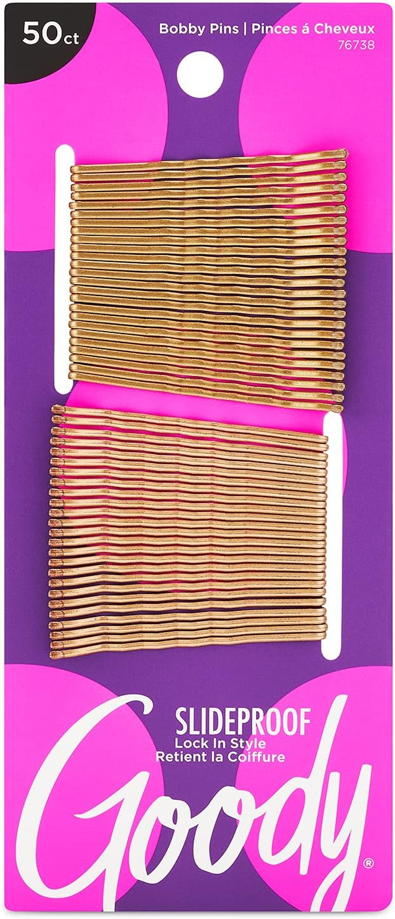 Goody Slideproof Hair Bobby Pins, 26 Count, Metallic Blonde, Slideproof and Lock-In Place, Suitable for All Hair Types, Pain-Free Accessories for Women, Men, Boys and Girls, All Day Comfort - 48 Count (Pack Of 1), Black image number 1