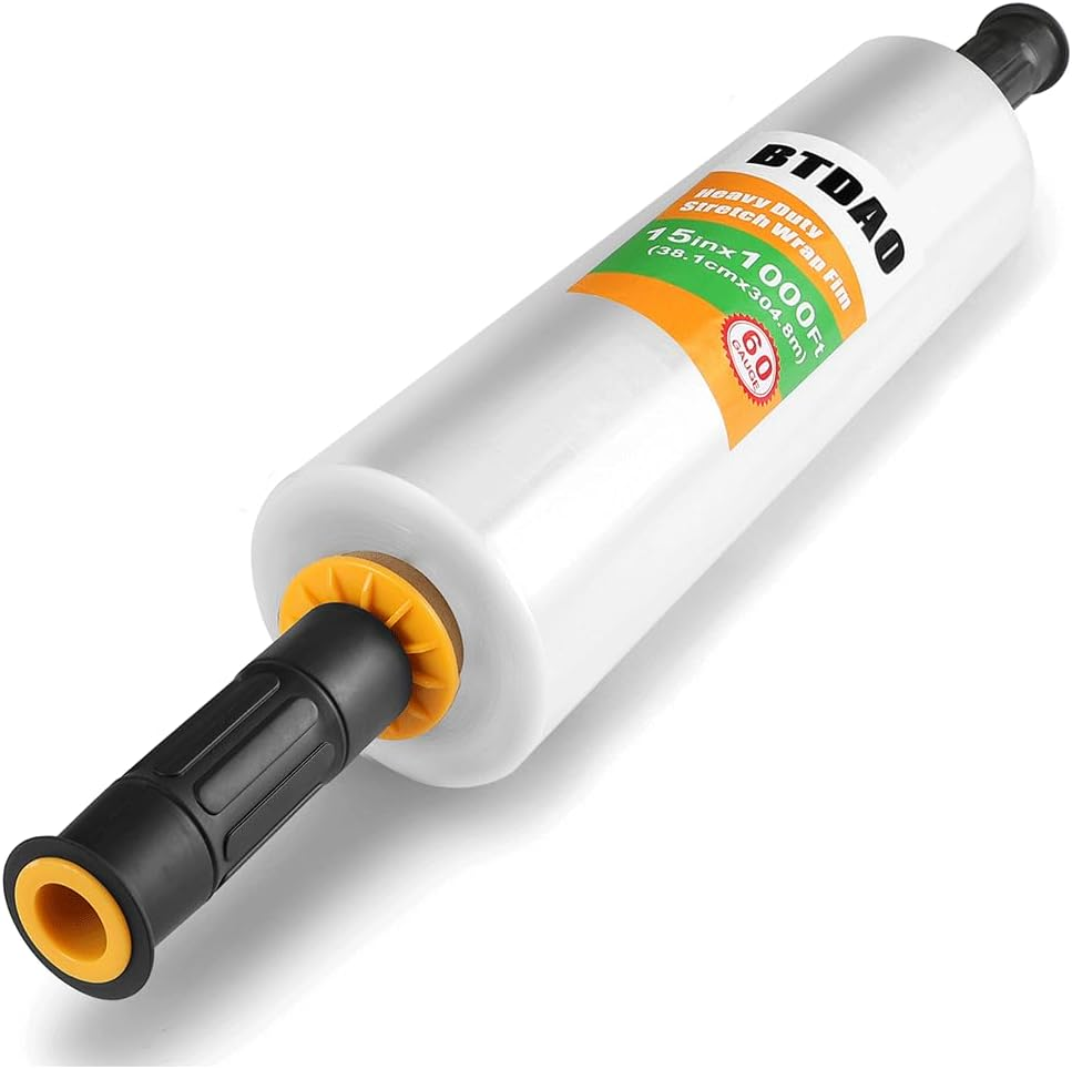 Stretch Wrap Stretch Film with Handles 15" X 1000 Feet Shrink Wrap Packing Moving Suppliers 60 Gauge Plastic Wrap for Pallet Wrapping Shipping and Surface Protection (1 Packs) image number 4