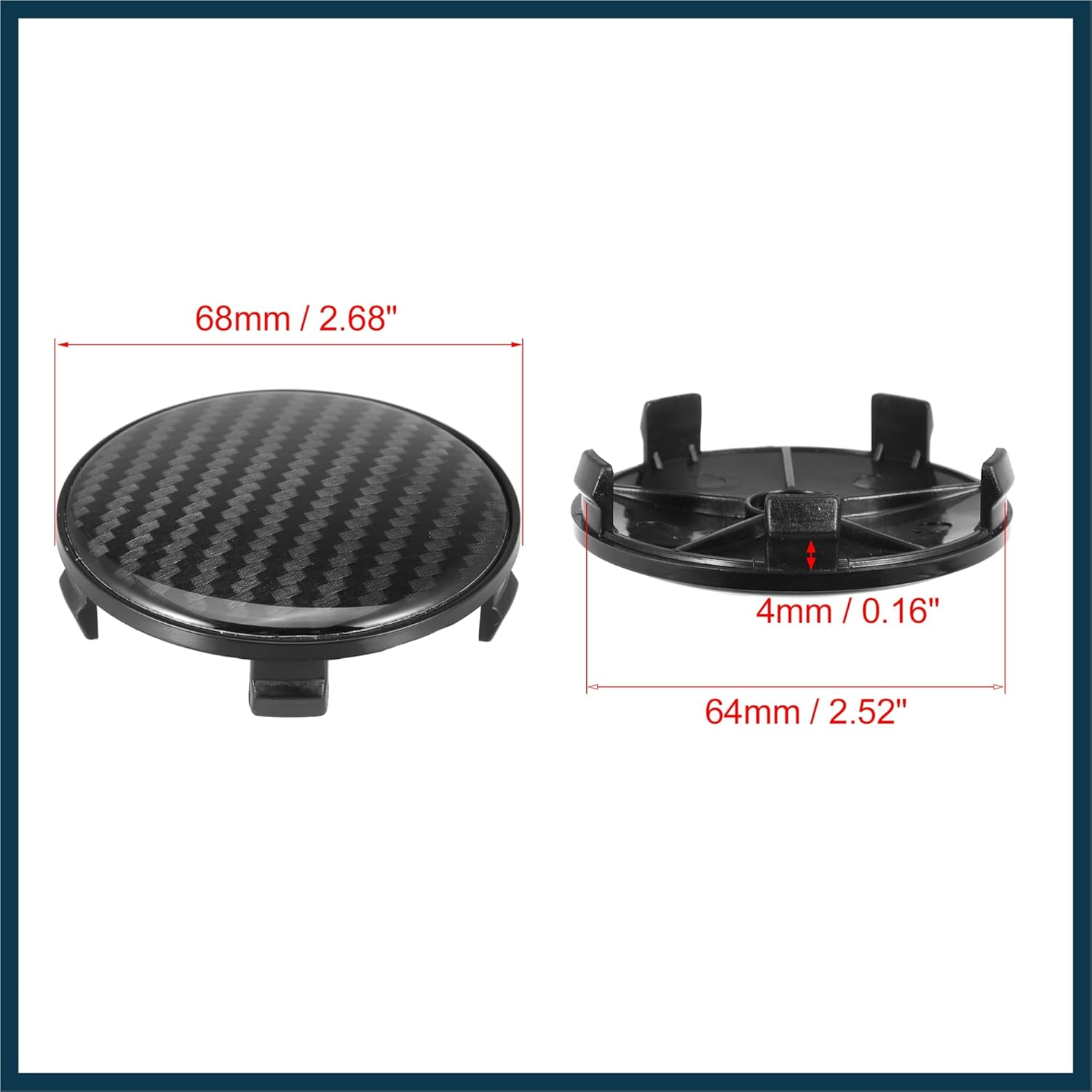 TUCKBOLD 4Pcs 67Mm 68Mm Wheel Center Hub Caps Hubcaps Covers Universal Black Automotive Parts image number 2