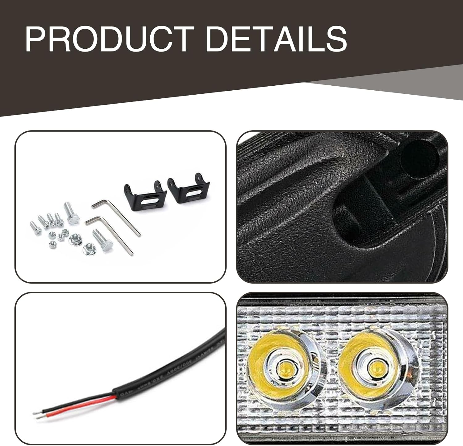 Fluher 2 PCS Car LED Daytime Running Light, 12V 18W 6000K 1200LM IP67 Waterproof Vehicle Auxiliary Light, Cars, Motorcycles, Off-Road Vehicles, Trucks, Forklifts, Boats General (White) image number 3