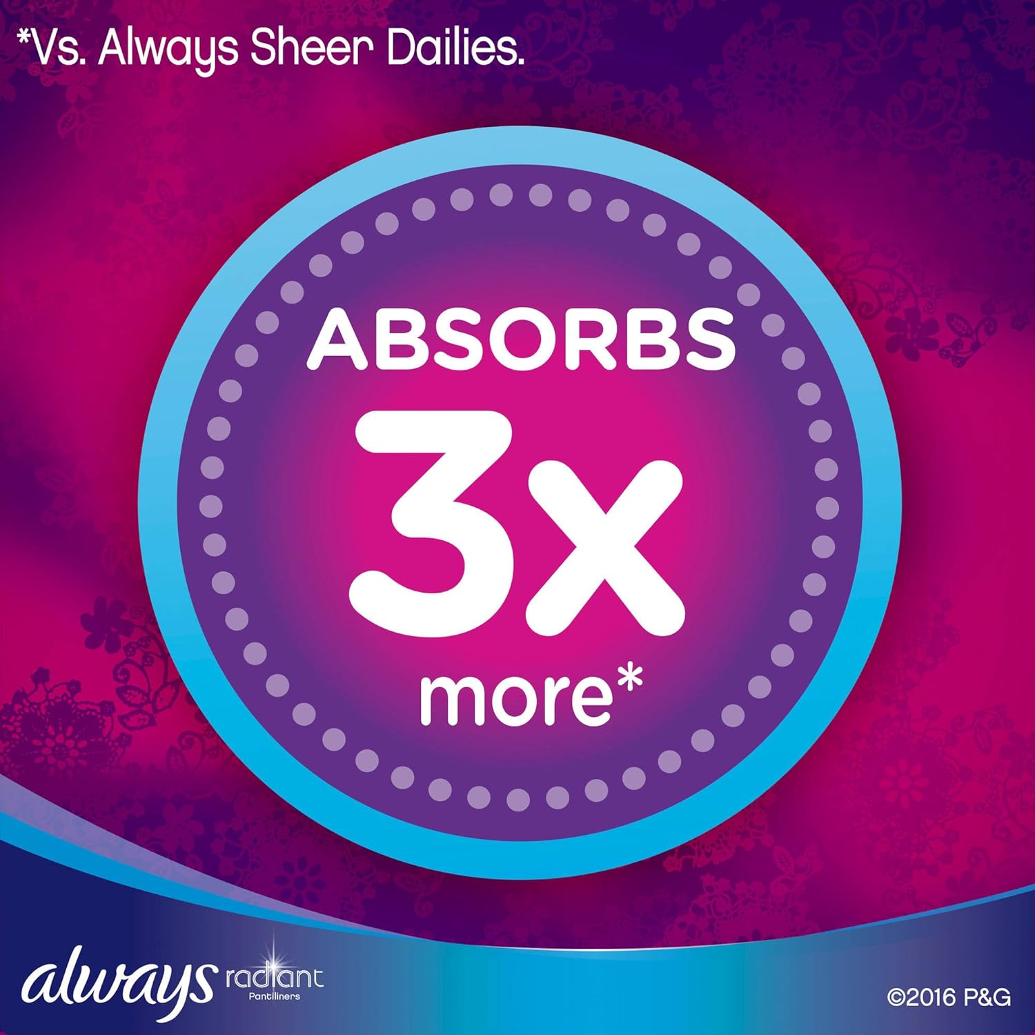 Always Radiant Pantiliners, Regular, Unscented, 96 Liners (Pack of 2) image number 1