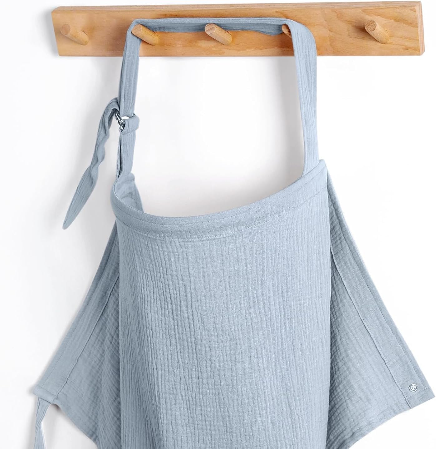 Muslin Nursing Covers for Breastfeeding,100% Cotton Baby Car Seat Canopy & Stroller Cover with Adjustable Hoop, Privacy Breast Feeding Cover with Arch Neckline for Mom and Baby image number 6