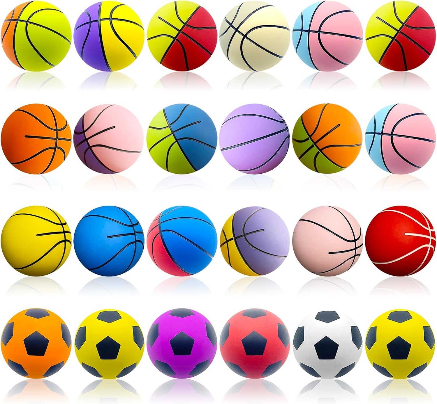 24 Pcs High Bounce Balls for Kids - Mini Rubber Basketball & Football Bouncy Handball Set, Perfect for Party Games, Outdoor Playground Fun, Party Bag Fillers, and Kids Gift Ideas (Random Colors) image number 6