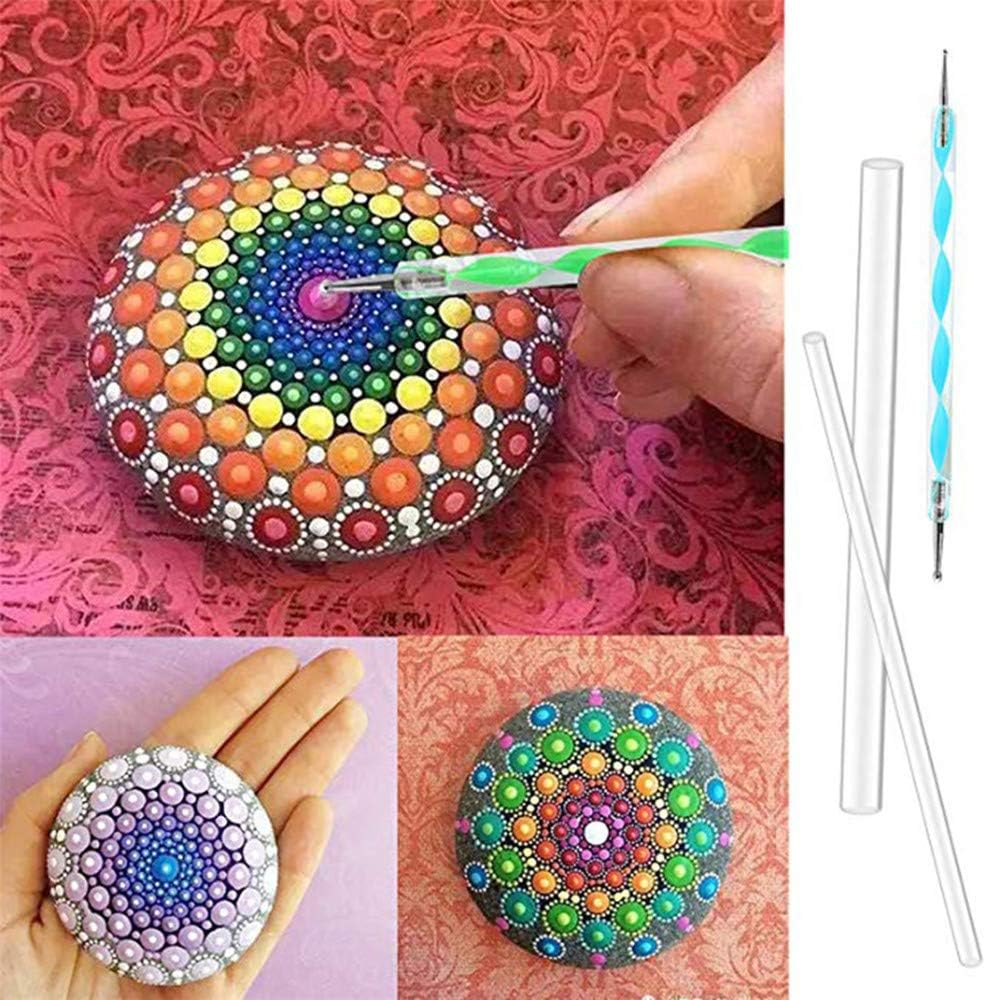 13 Pcs Mandala Art Dotting Tools, Rock Painting Kit Mandala Ball Stylus Dotting Tools Nail Art Pens Acrylic Rods for DIY Stone Drawing Polymer Clay Pottery Craft image number 2