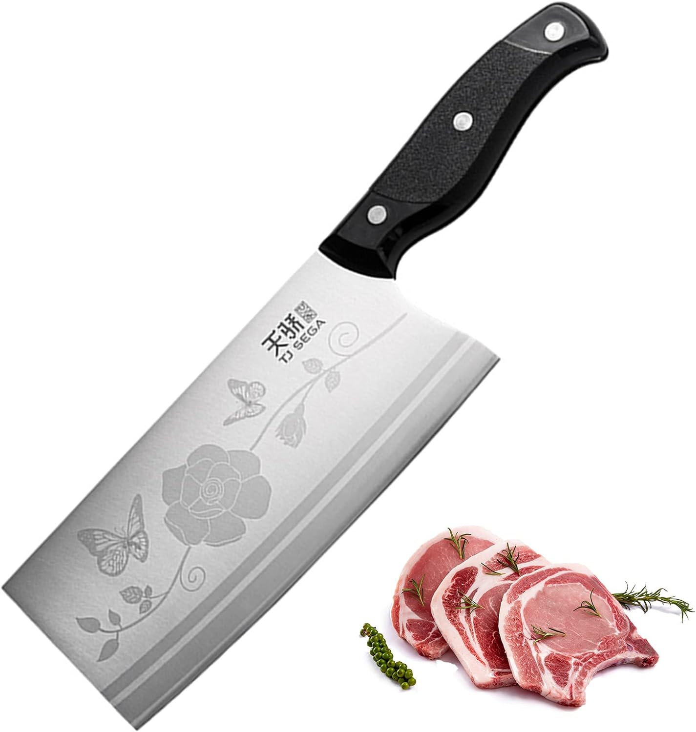 TJ POP Lightweight Meat Cleaver Knife 7.16 Inch, Ultra Sharp Chinese Chef'S Knives, Full-Tang Vegetable Cleaver Chinese Kitchen Knife, Stainless Steel Blade Thickness 2.1 Mm, TJ SEGA Series TC17068 image number 5
