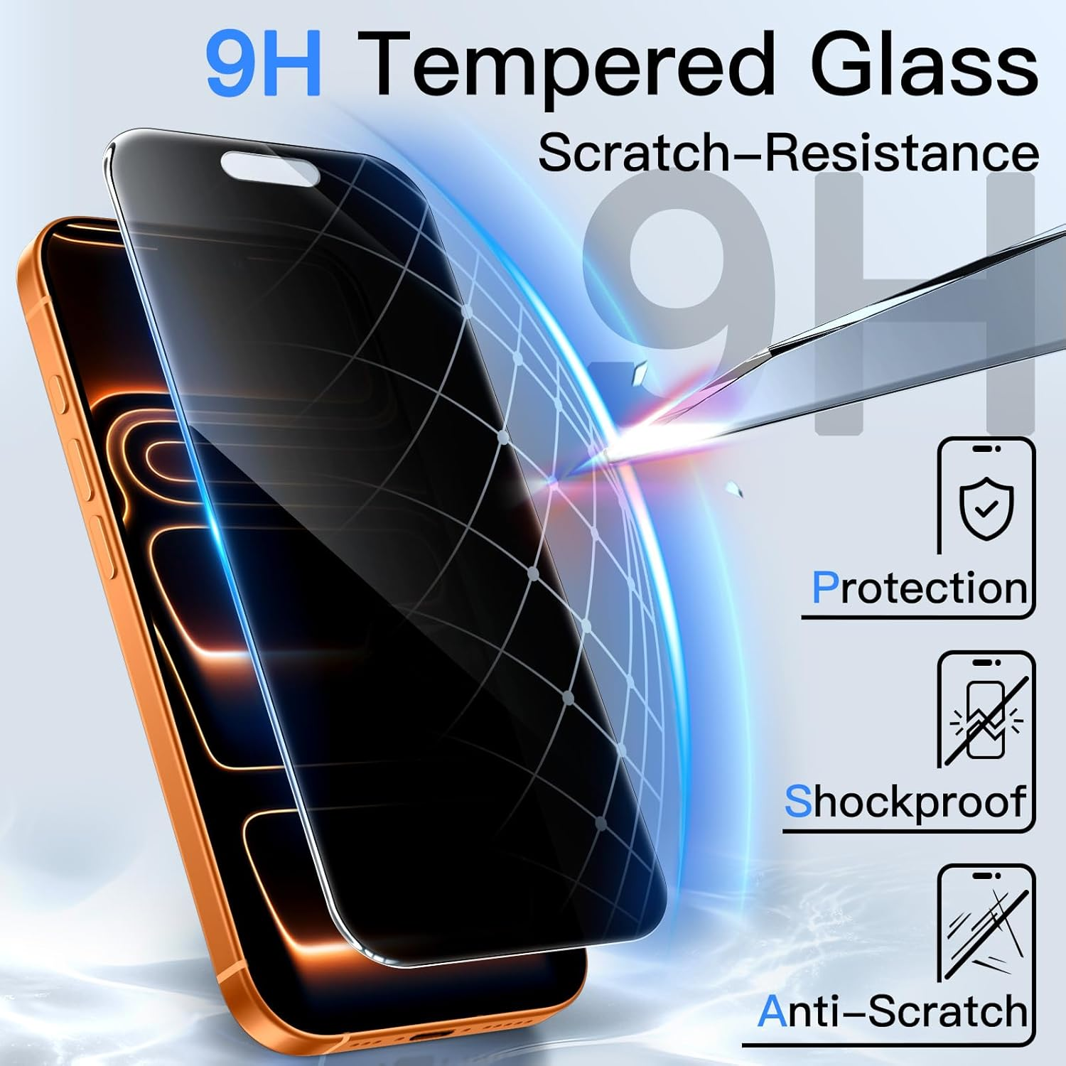 Jetech 360 Degree Privacy Screen Protector for Iphone 17 Pro Max 6.9-Inch, 4-Way Anti-Spy Tempered Glass Film with Easy Installation Tool, 2-Pack image number 4