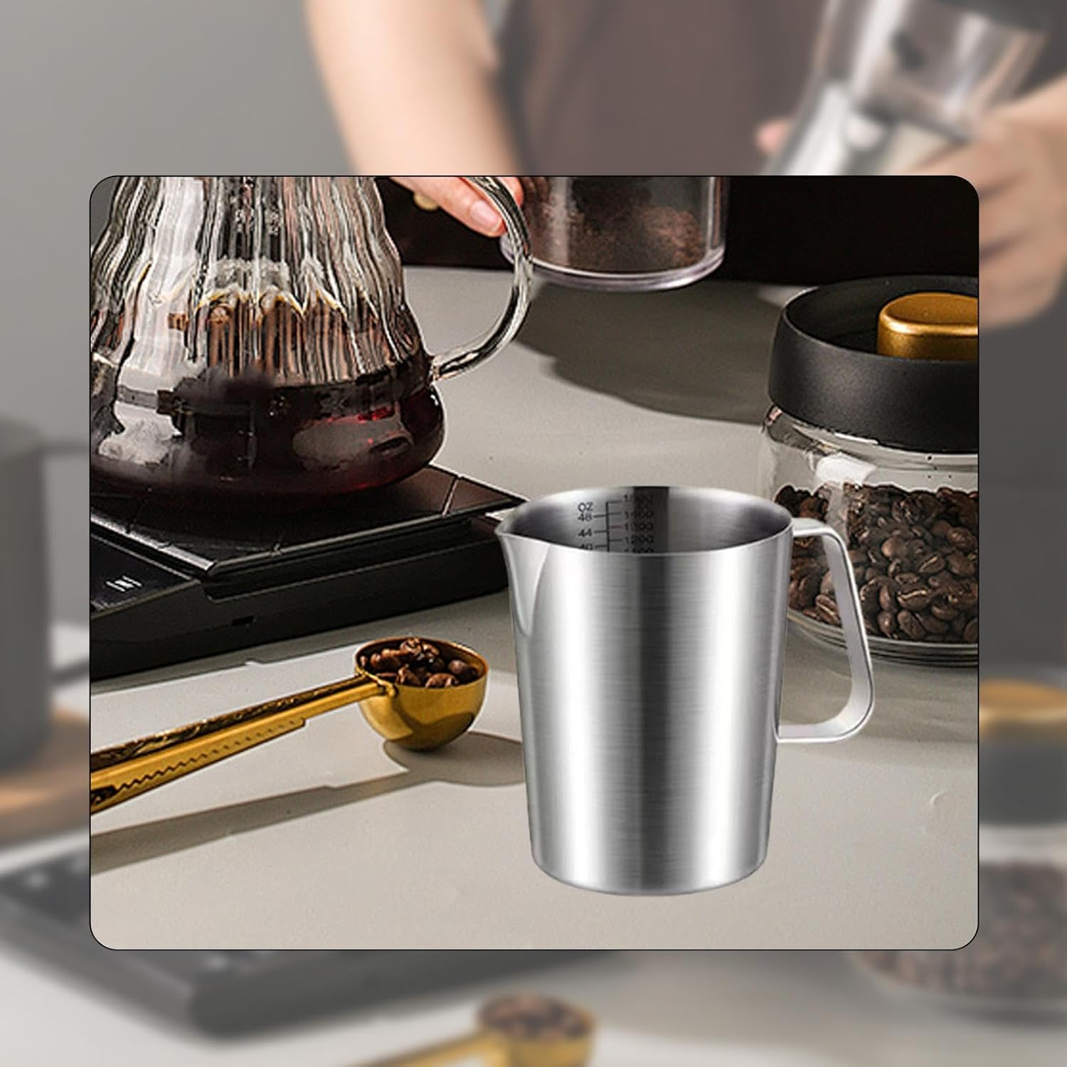 Fenteer Espresso Steaming Jug for Milk Frothing, 1000Ml Coffee Accessory for Latte Art image number 3